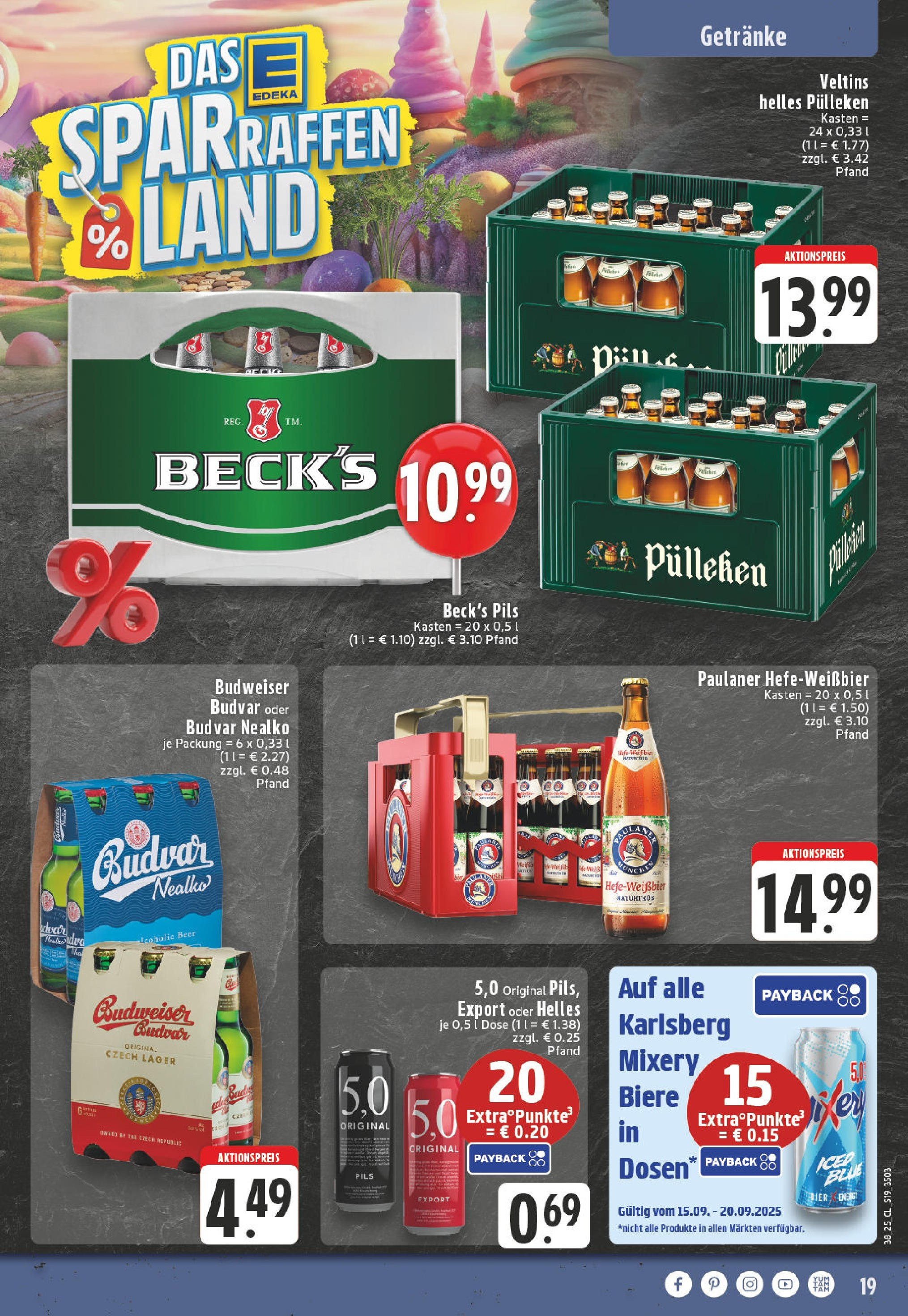 Edeka prospekt Meerbusch	 (ab 14.09.2025) » Angebote Online | Seite: 21 | Produkte: Budweiser, Mixery, Paulaner, Veltins