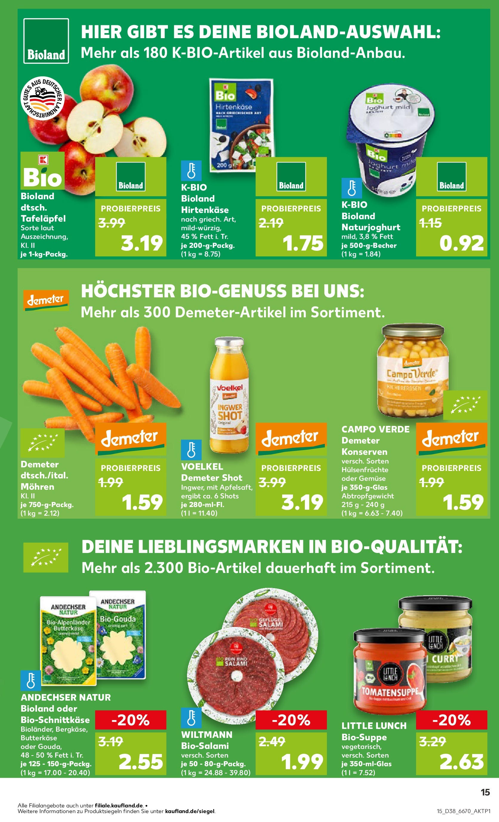 Prospekt Kaufland ab 17.09.2025 » Angebote Online zum Blättern | Seite: 15 | Produkte: Feta, Mohren, Gemüse, Salami