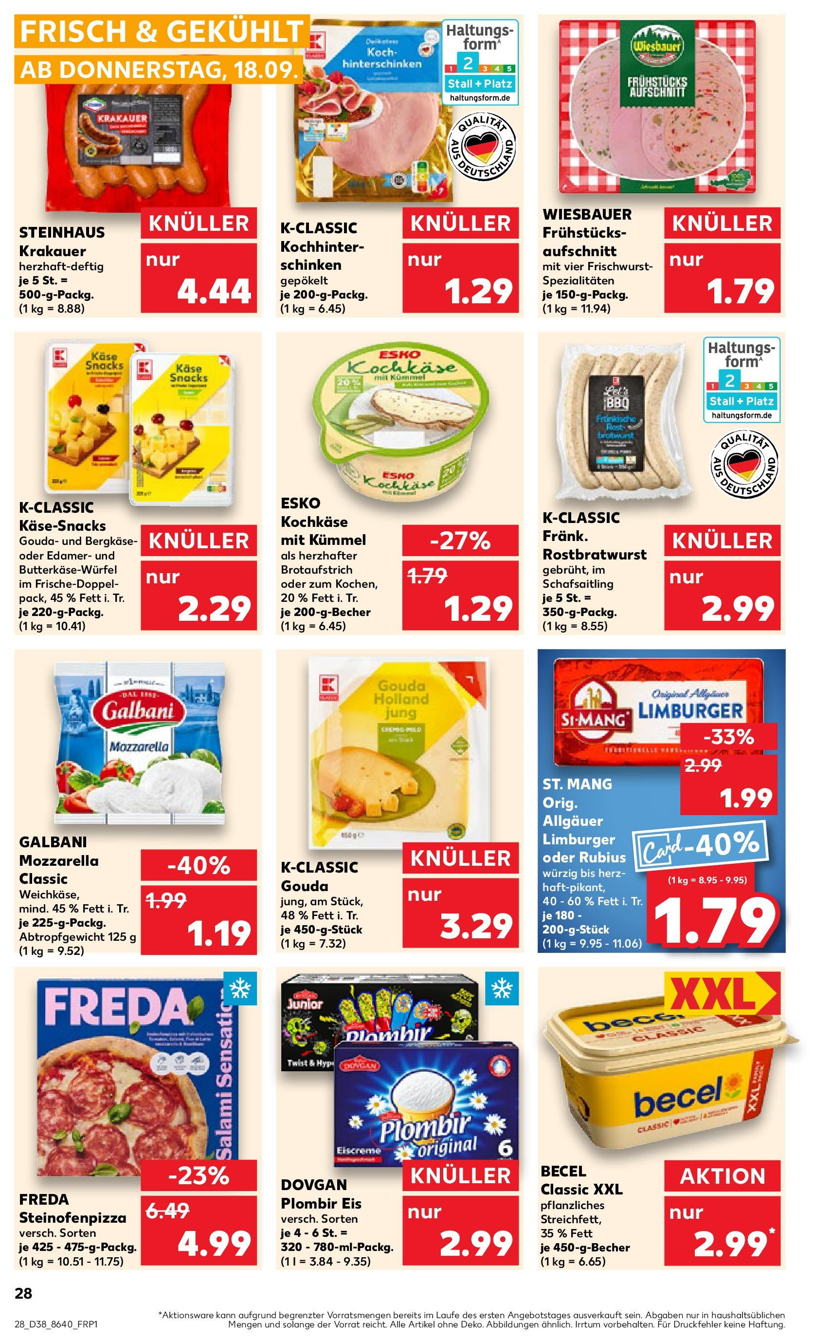 Prospekt Kaufland ab 17.09.2025 » Angebote Online zum Blättern | Seite: 28 | Produkte: Käse, Mozzarella, Edamer, Pizza