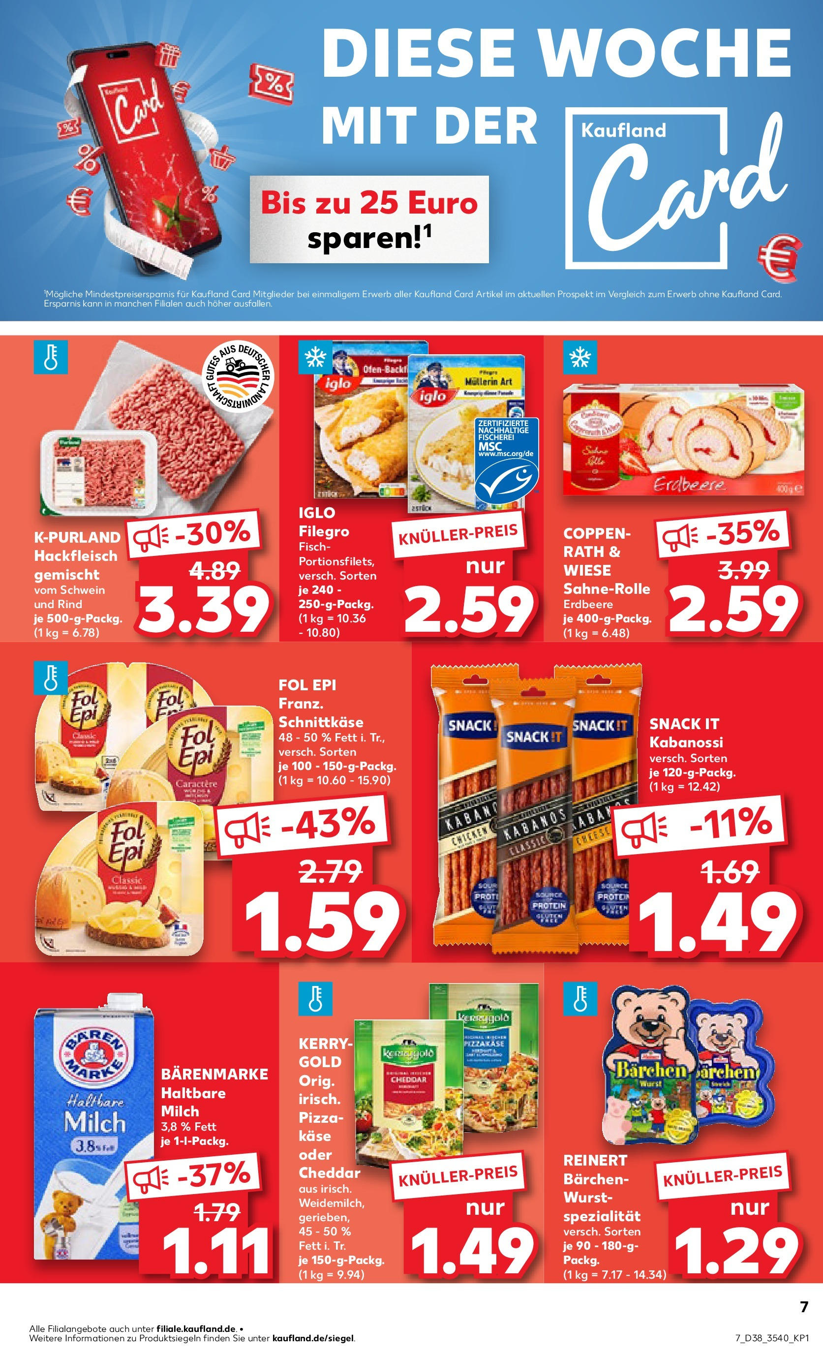 Prospekt Kaufland ab 18.09.2025 » Angebote Online zum Blättern | Seite: 7 | Produkte: Milch, Haltbare milch, Wurst, Hackfleisch