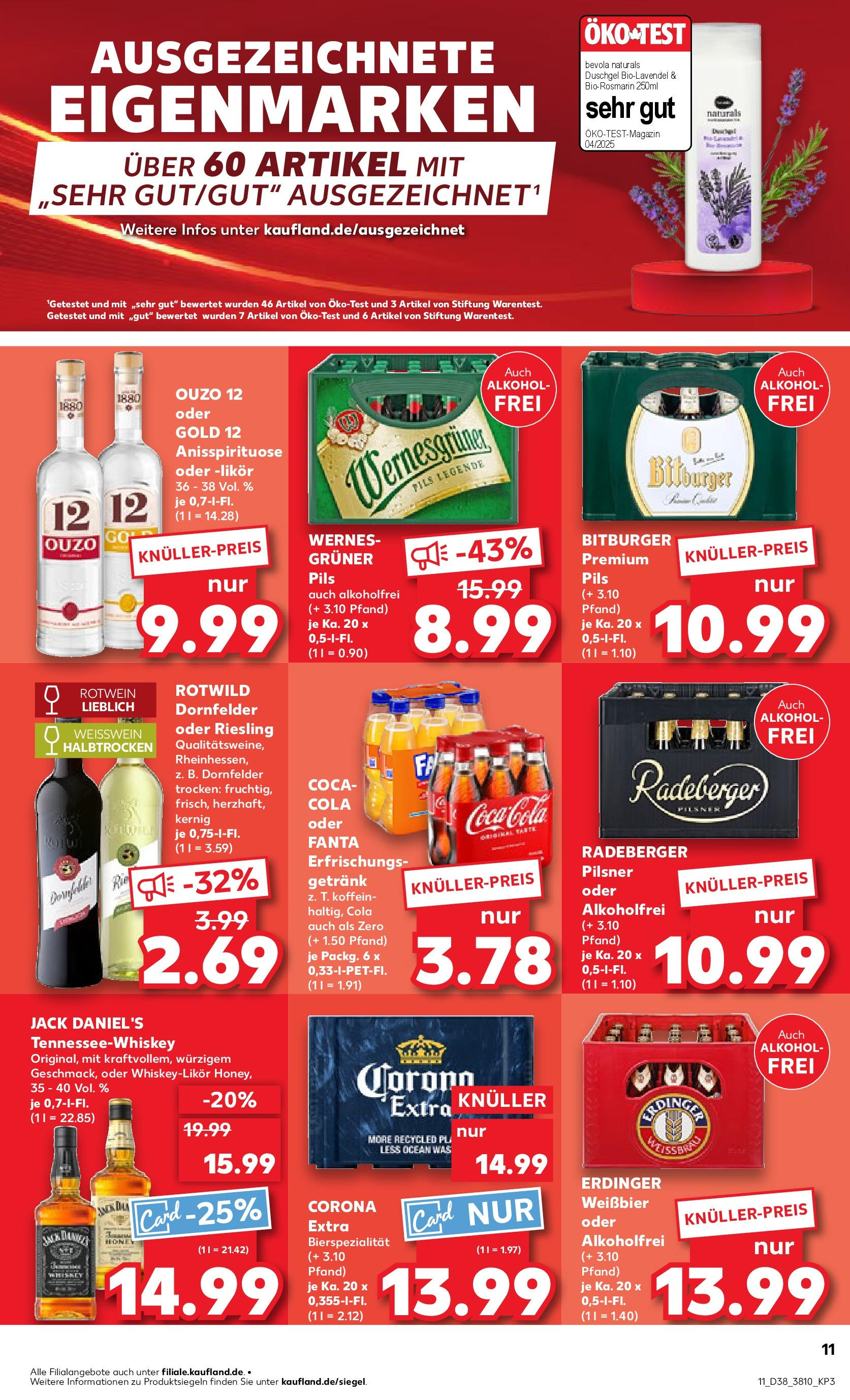 Prospekt Kaufland ab 18.09.2025 » Angebote Online zum Blättern | Seite: 11 | Produkte: Ouzo 12, Erdinger, Weißbier, Whiskey