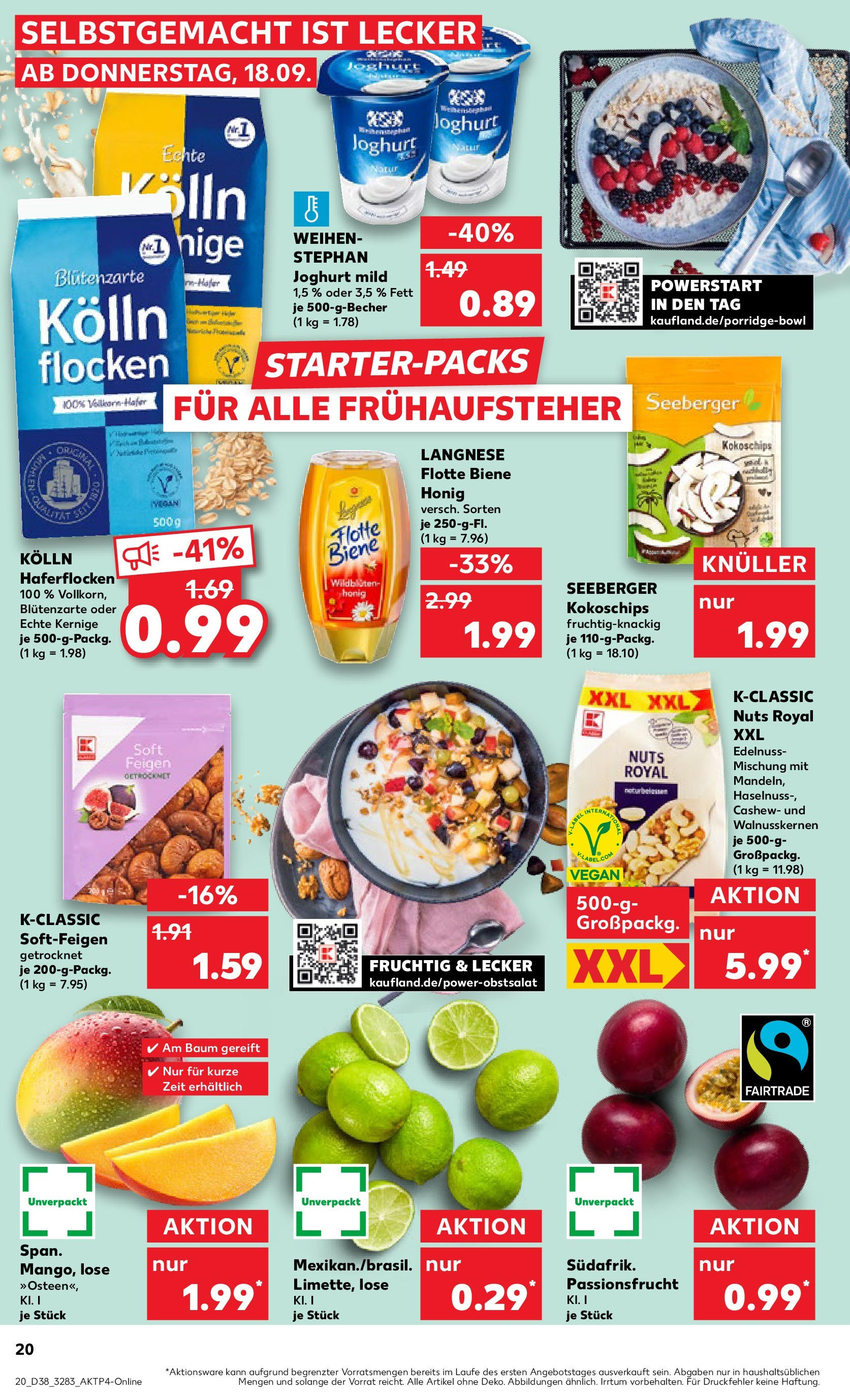 Prospekt Kaufland ab 18.09.2025 » Angebote Online zum Blättern | Seite: 20 | Produkte: Langnese, Kolln, Chips, Flocken