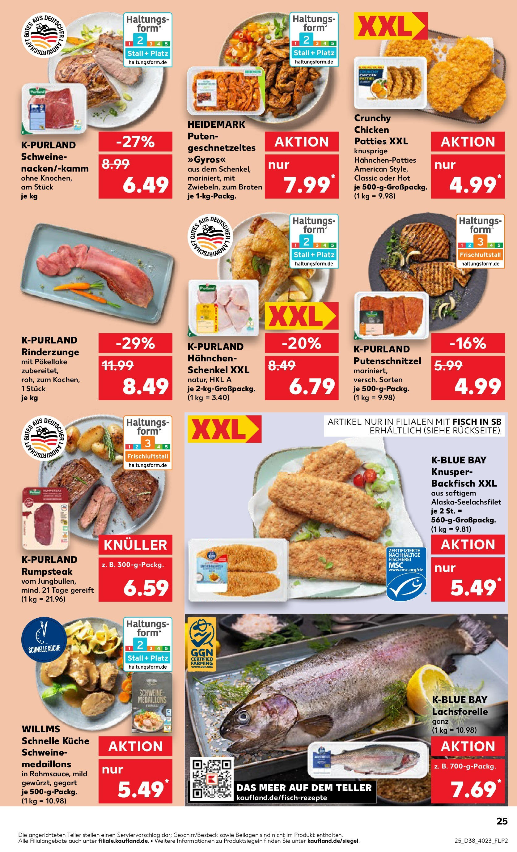 Prospekt Kaufland ab 17.09.2025 » Angebote Online zum Blättern | Seite: 25 | Produkte: Rumpsteak, Hahnchen, Putenschnitzel, Steak