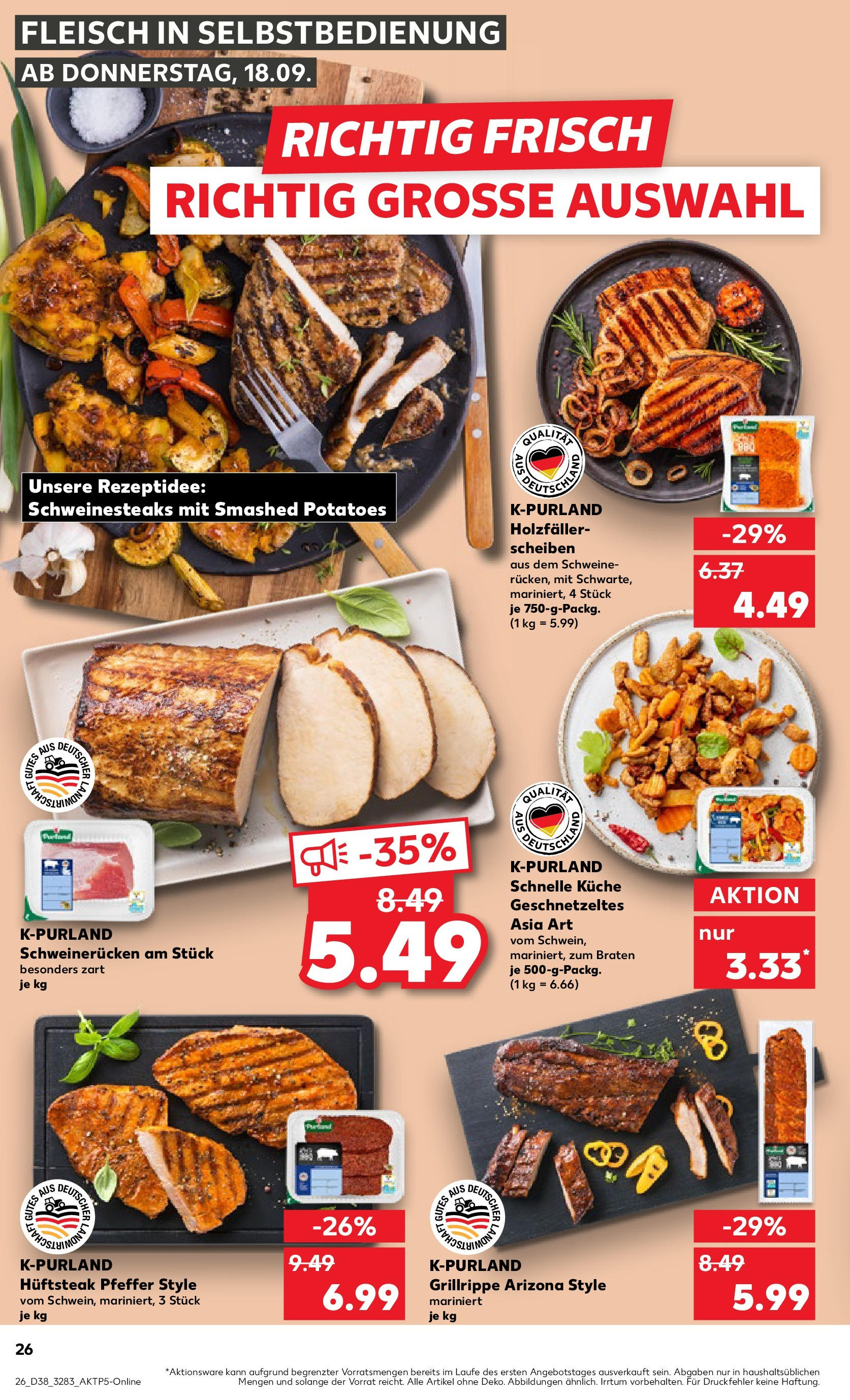 Prospekt Kaufland ab 18.09.2025 » Angebote Online zum Blättern | Seite: 26 | Produkte: Küche, Pfeffer, Schweinerucken, Fleisch