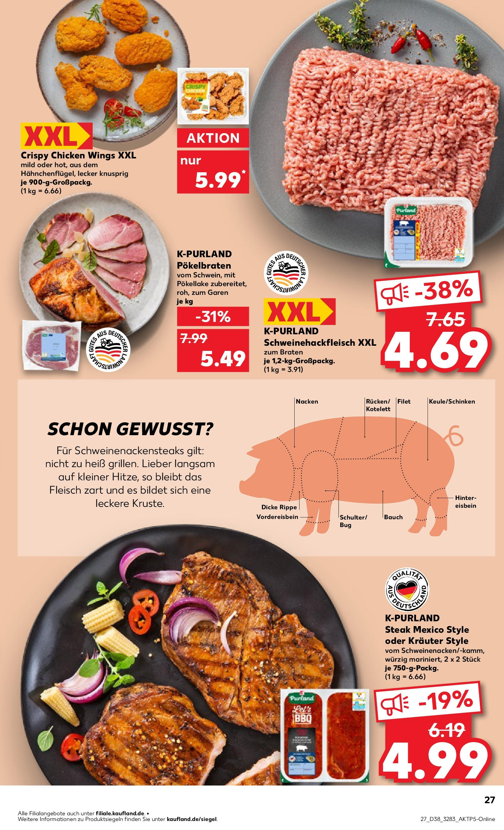 Prospekt Kaufland ab 18.09.2025 » Angebote Online zum Blättern | Seite: 27 | Produkte: Steak, Fleisch