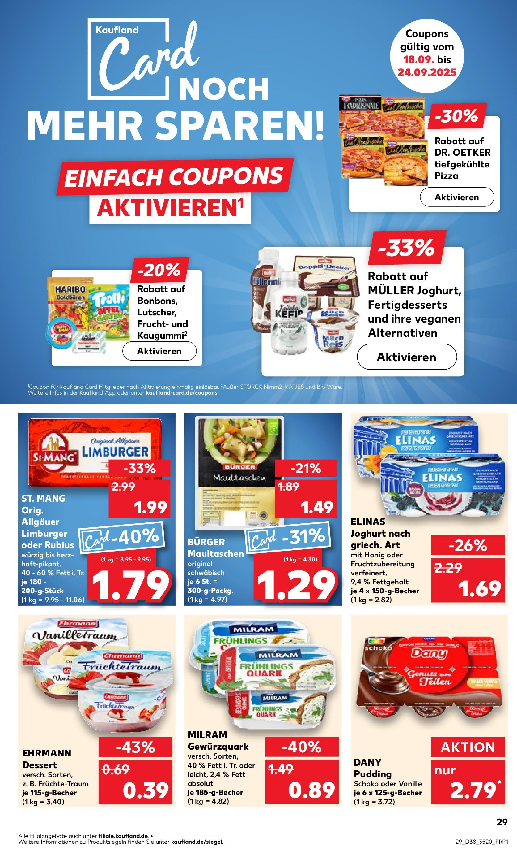 Prospekt Kaufland ab 18.09.2025 » Angebote Online zum Blättern | Seite: 29 | Produkte: Milch, Joghurt, Katjes, Pasta