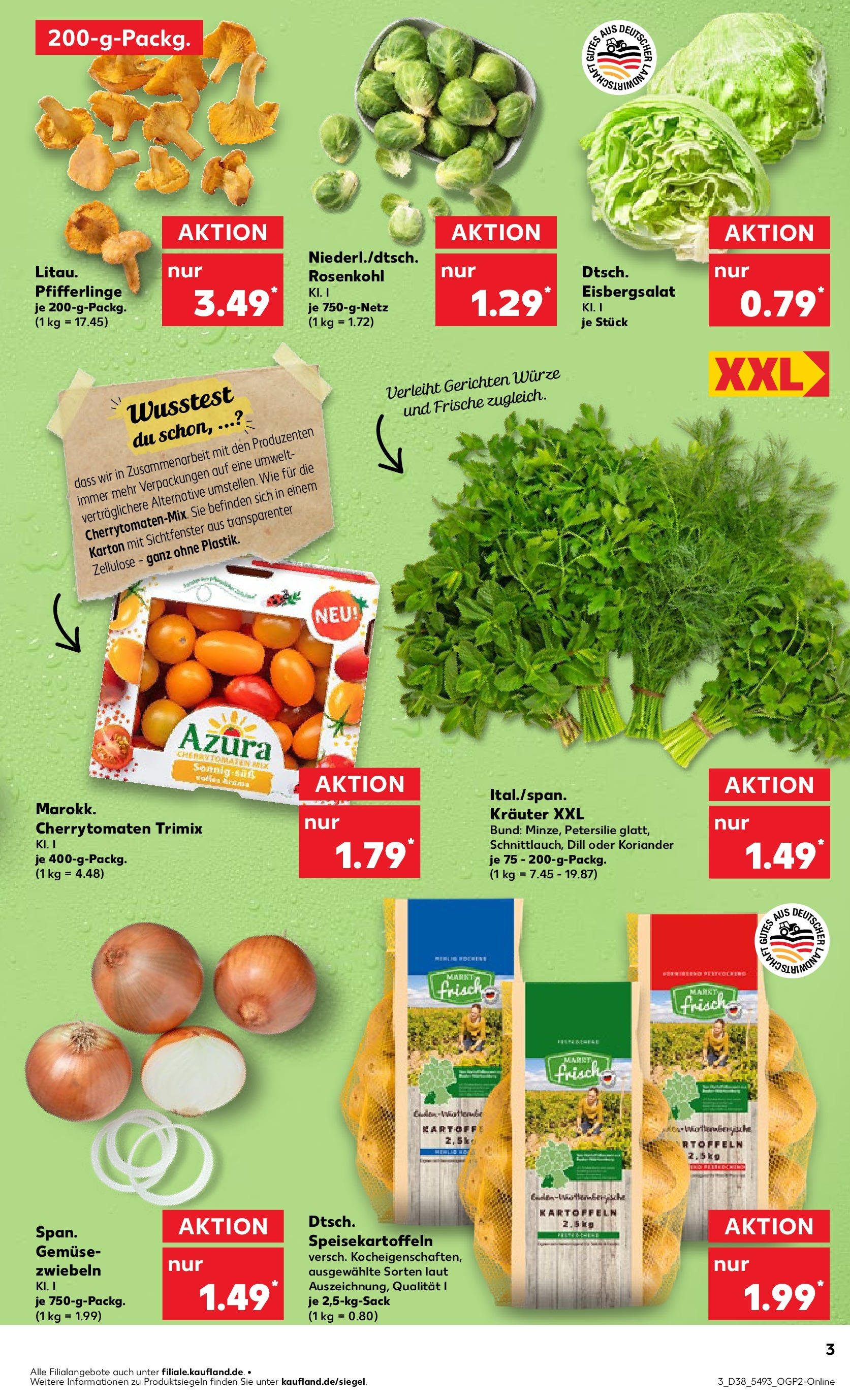 Prospekt Kaufland ab 17.09.2025 » Angebote Online zum Blättern | Seite: 3 | Produkte: Kartoffeln, Gemüse, Petersilie, Dill