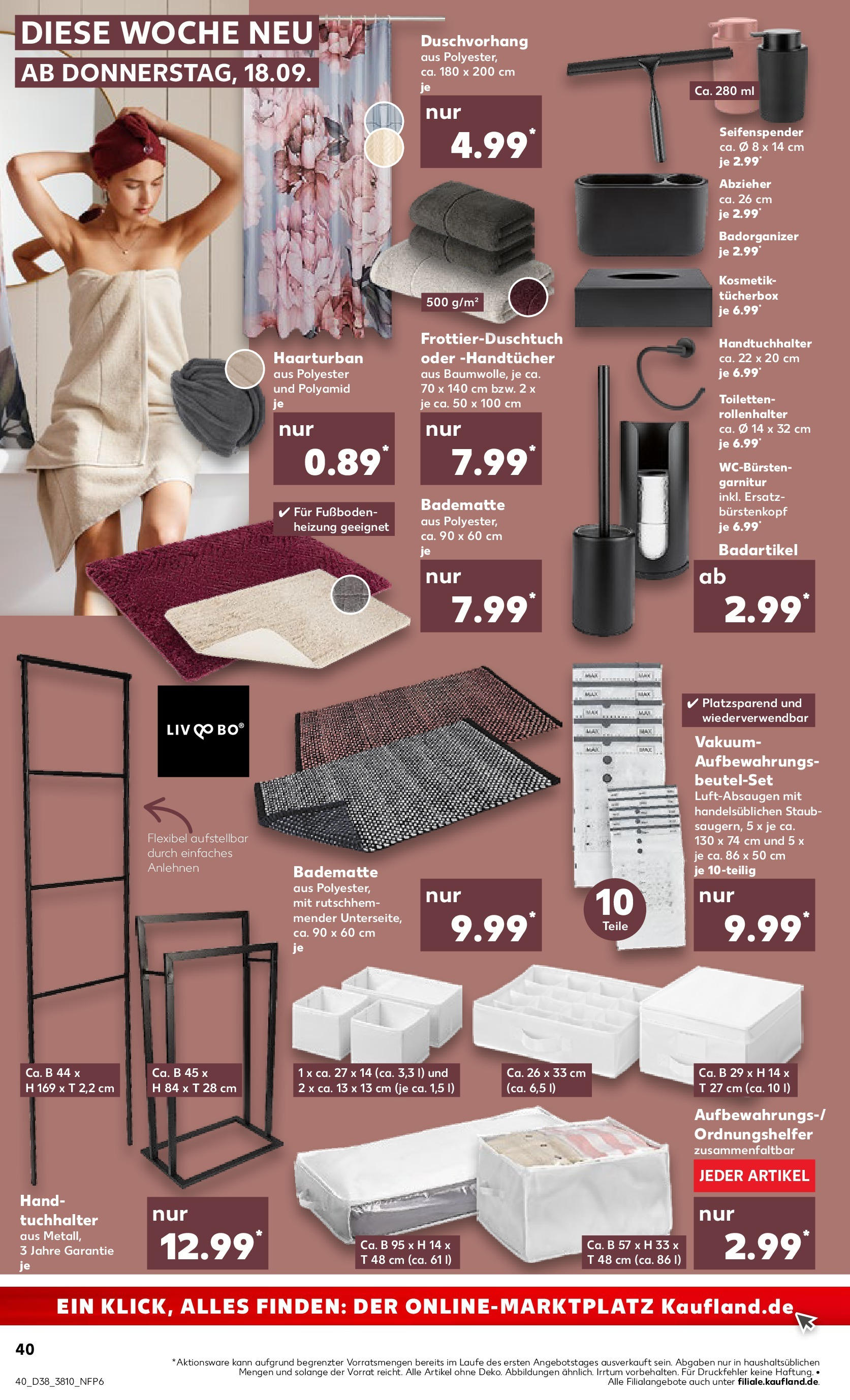 Prospekt Kaufland ab 18.09.2025 » Angebote Online zum Blättern | Seite: 40 | Produkte: Box, Seifenspender, Handtuchhalter