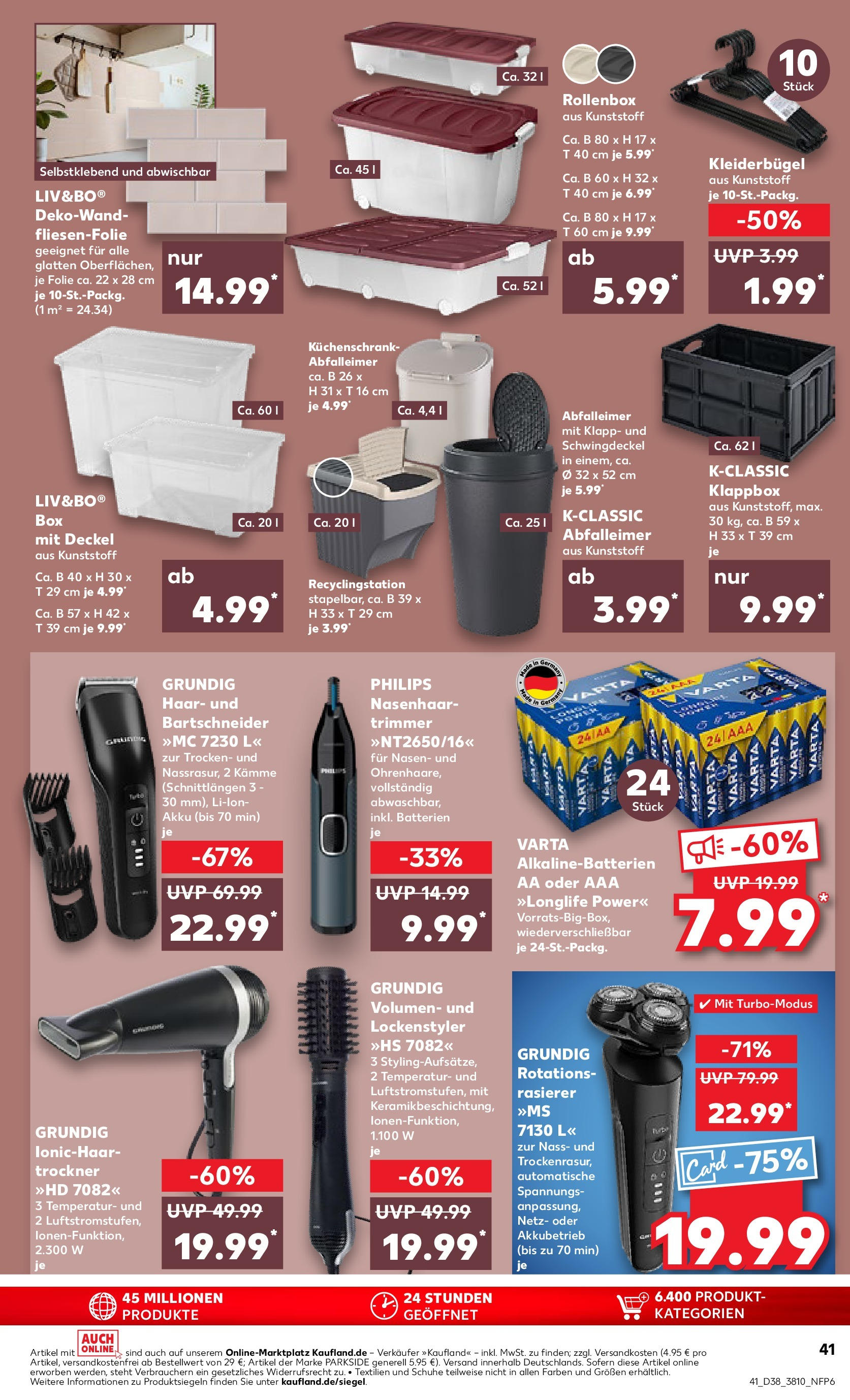 Prospekt Kaufland ab 18.09.2025 » Angebote Online zum Blättern | Seite: 41 | Produkte: Philips, Rasierer, Batterien, Abfalleimer