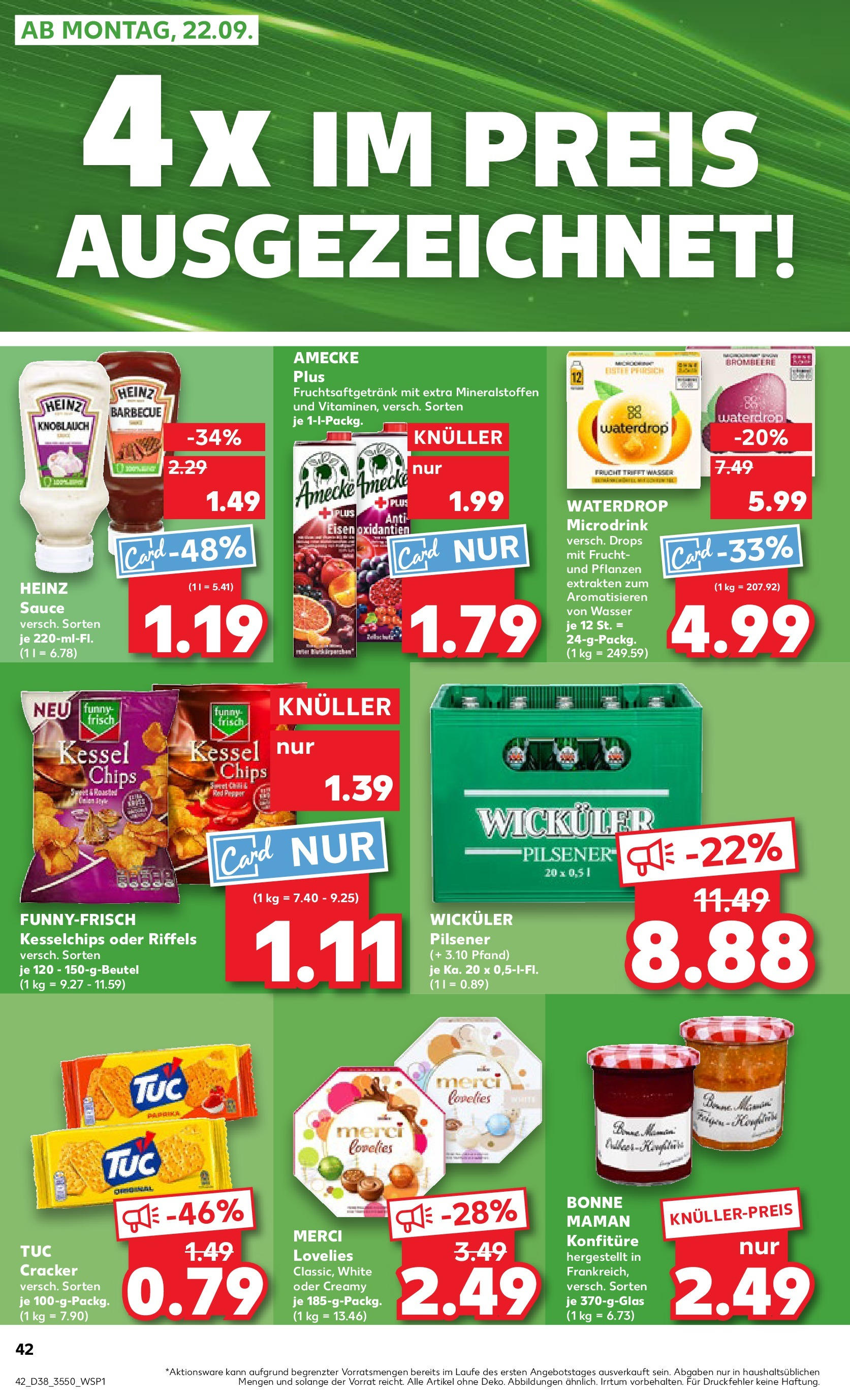 Prospekt Kaufland ab 18.09.2025 » Angebote Online zum Blättern | Seite: 42 | Produkte: Merci, Funny frisch, Knoblauch, Pfirsich