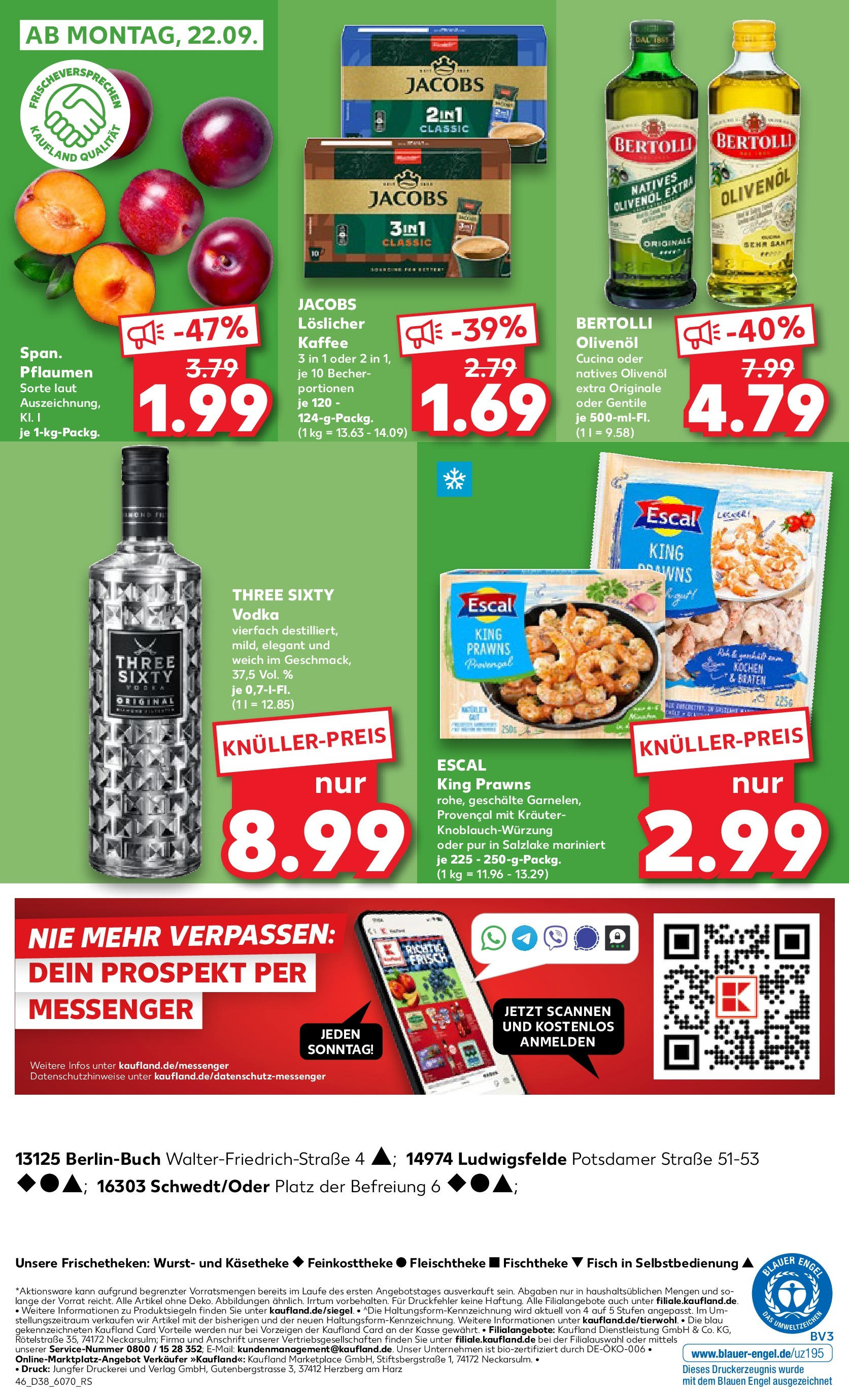 Prospekt Kaufland ab 17.09.2025 » Angebote Online zum Blättern | Seite: 46 | Produkte: Pflaumen, Kaffee, Wurst, Vodka