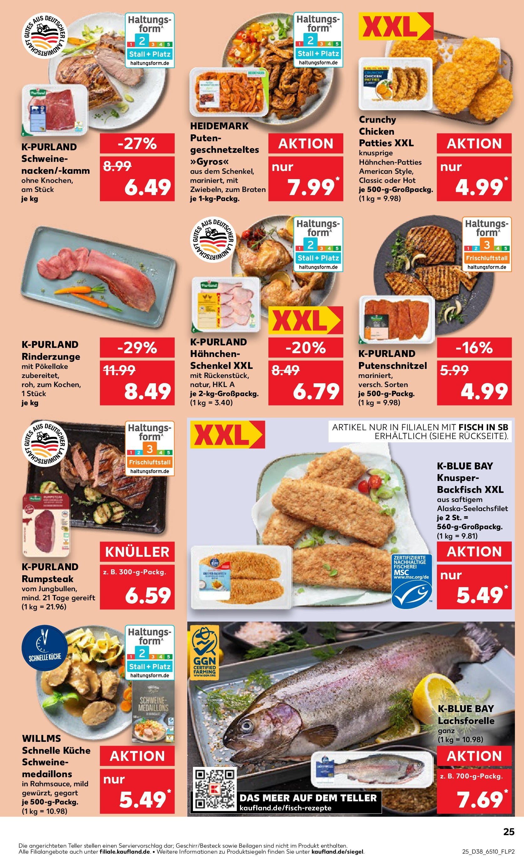 Prospekt Kaufland ab 18.09.2025 » Angebote Online zum Blättern | Seite: 25 | Produkte: Rumpsteak, Hahnchen, Küche, Steak