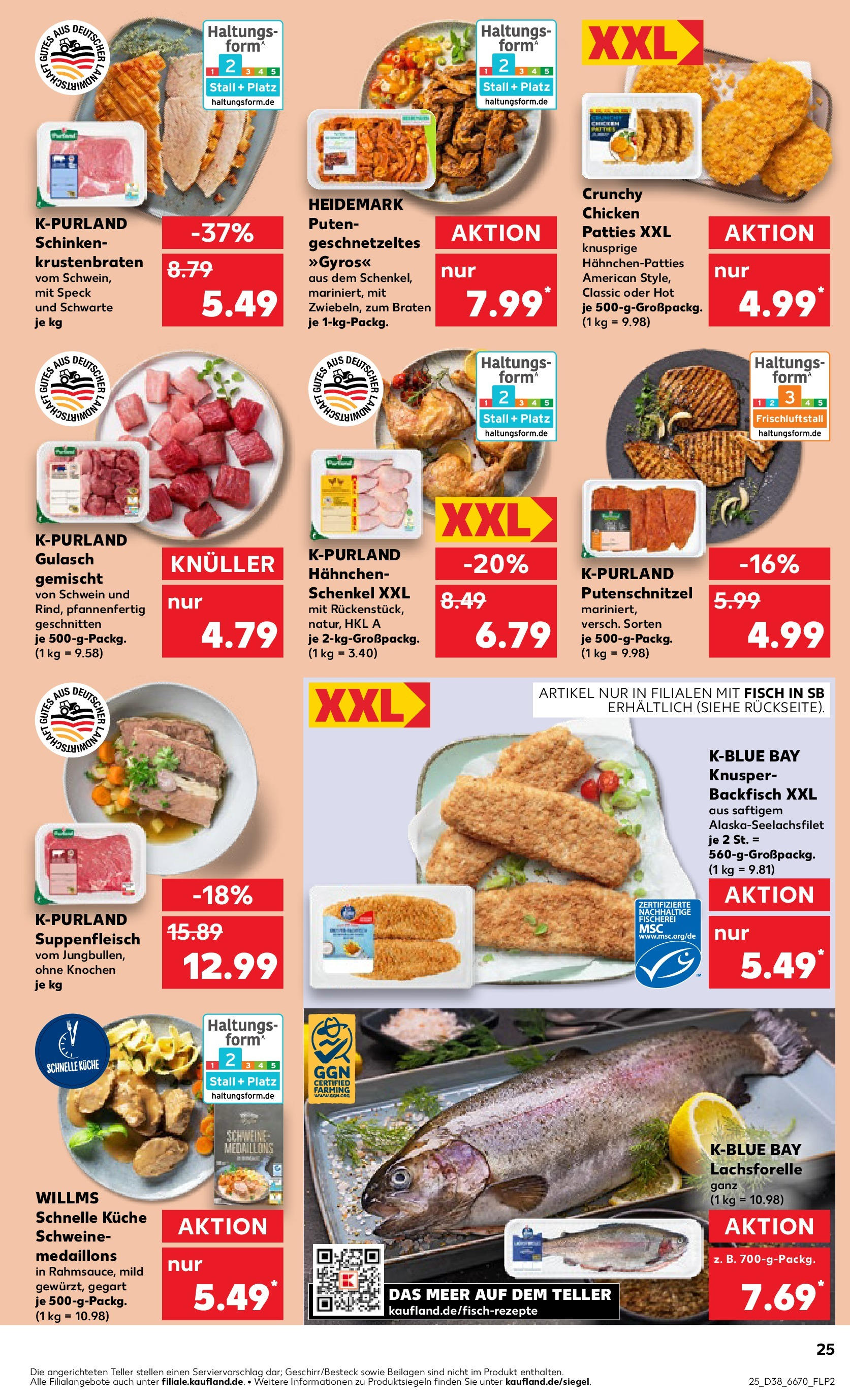 Prospekt Kaufland ab 18.09.2025 » Angebote Online zum Blättern | Seite: 25 | Produkte: Krustenbraten, Fisch, Gulasch, Suppenfleisch