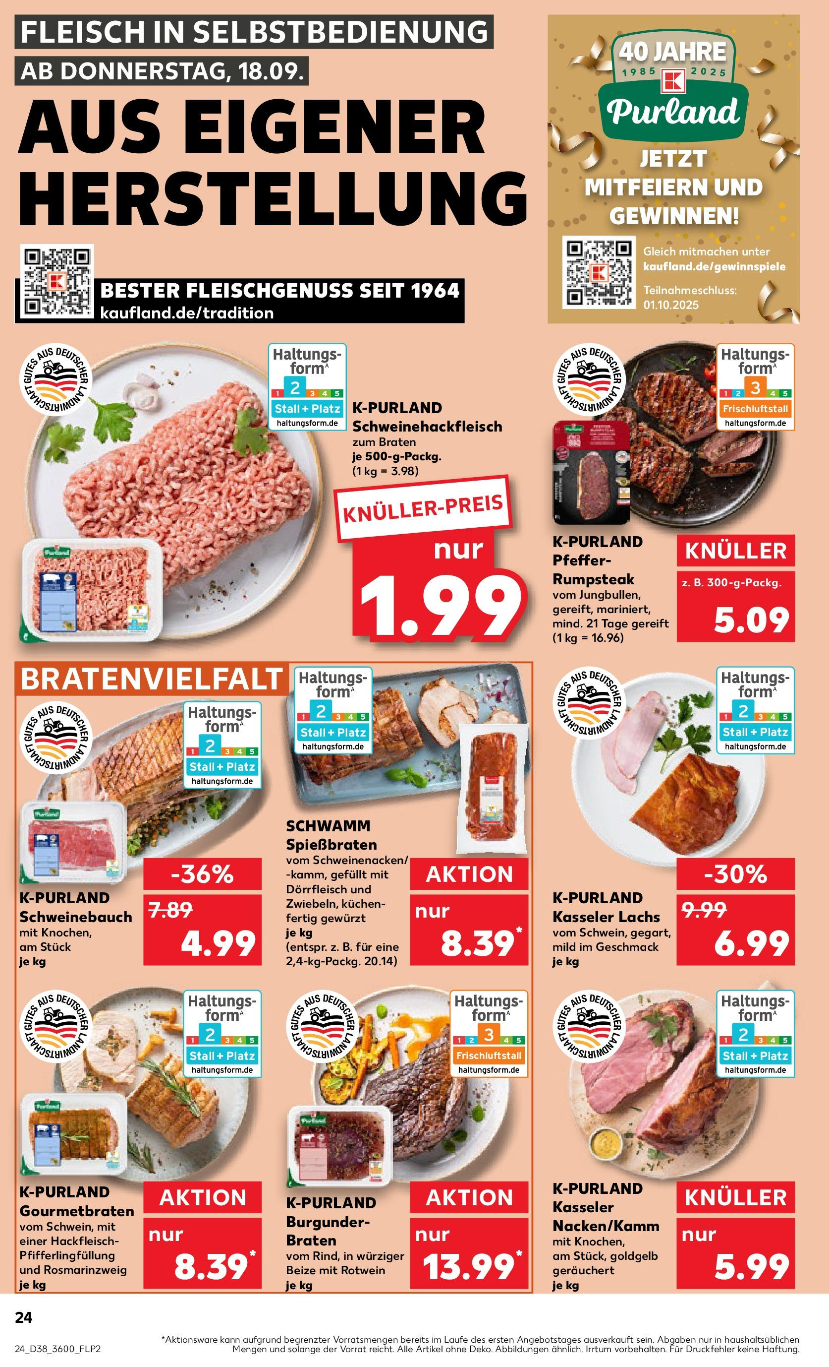 Prospekt Kaufland ab 18.09.2025 » Angebote Online zum Blättern | Seite: 24 | Produkte: Steak, Kuchen, Fleisch, Hackfleisch