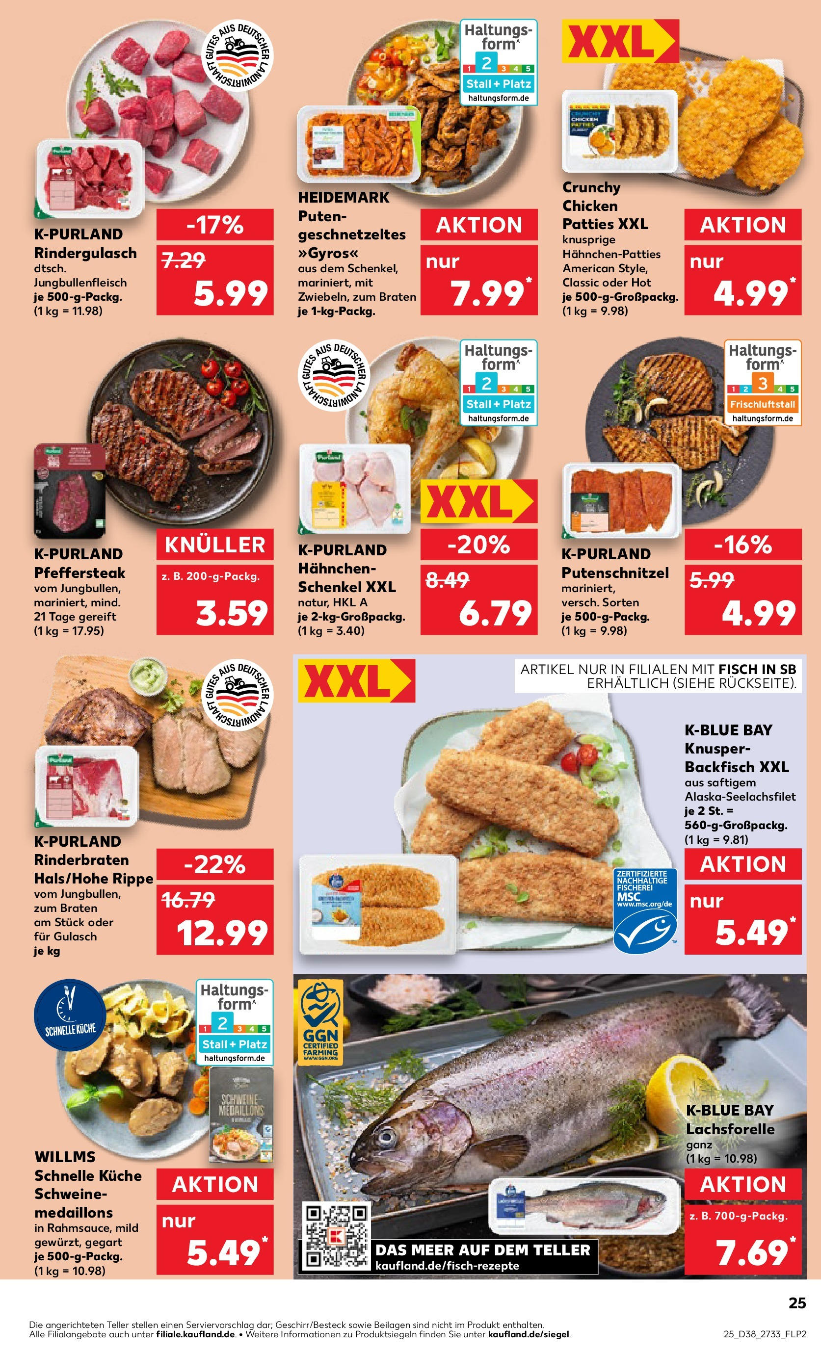Prospekt Kaufland ab 18.09.2025 » Angebote Online zum Blättern | Seite: 25 | Produkte: Hahnchen, Küche, Fisch, Gulasch
