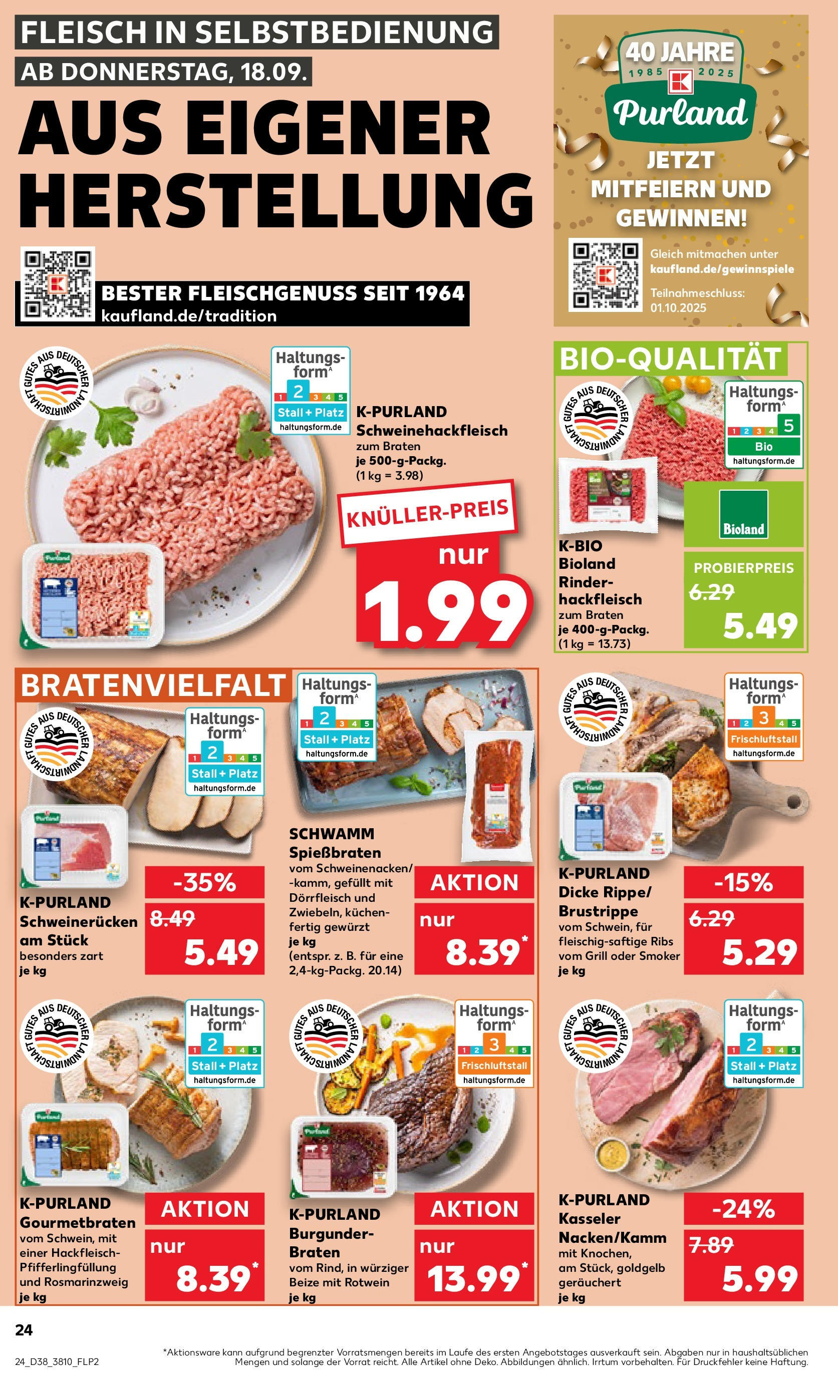 Prospekt Kaufland ab 17.09.2025 » Angebote Online zum Blättern | Seite: 24 | Produkte: Grill, Schweinerucken, Kuchen, Hackfleisch