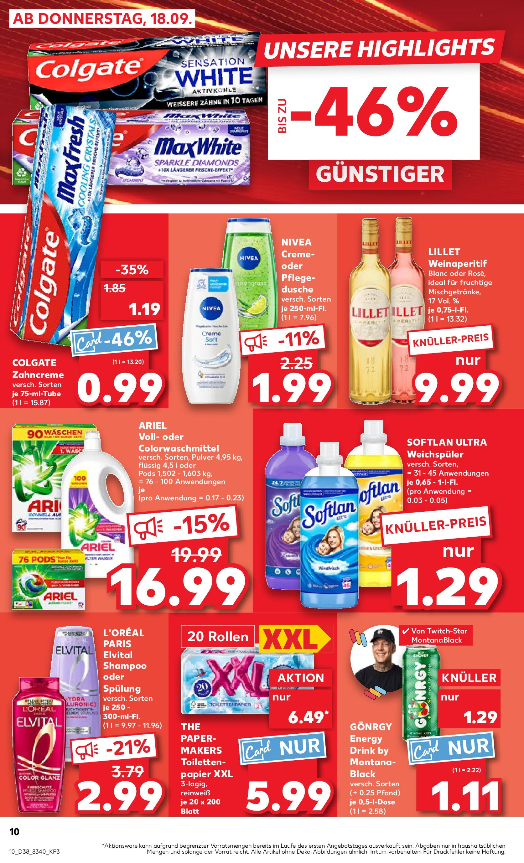 Prospekt Kaufland ab 17.09.2025 » Angebote Online zum Blättern | Seite: 10 | Produkte: Shampoo, Spülung, Weichspüler, Shower Gel