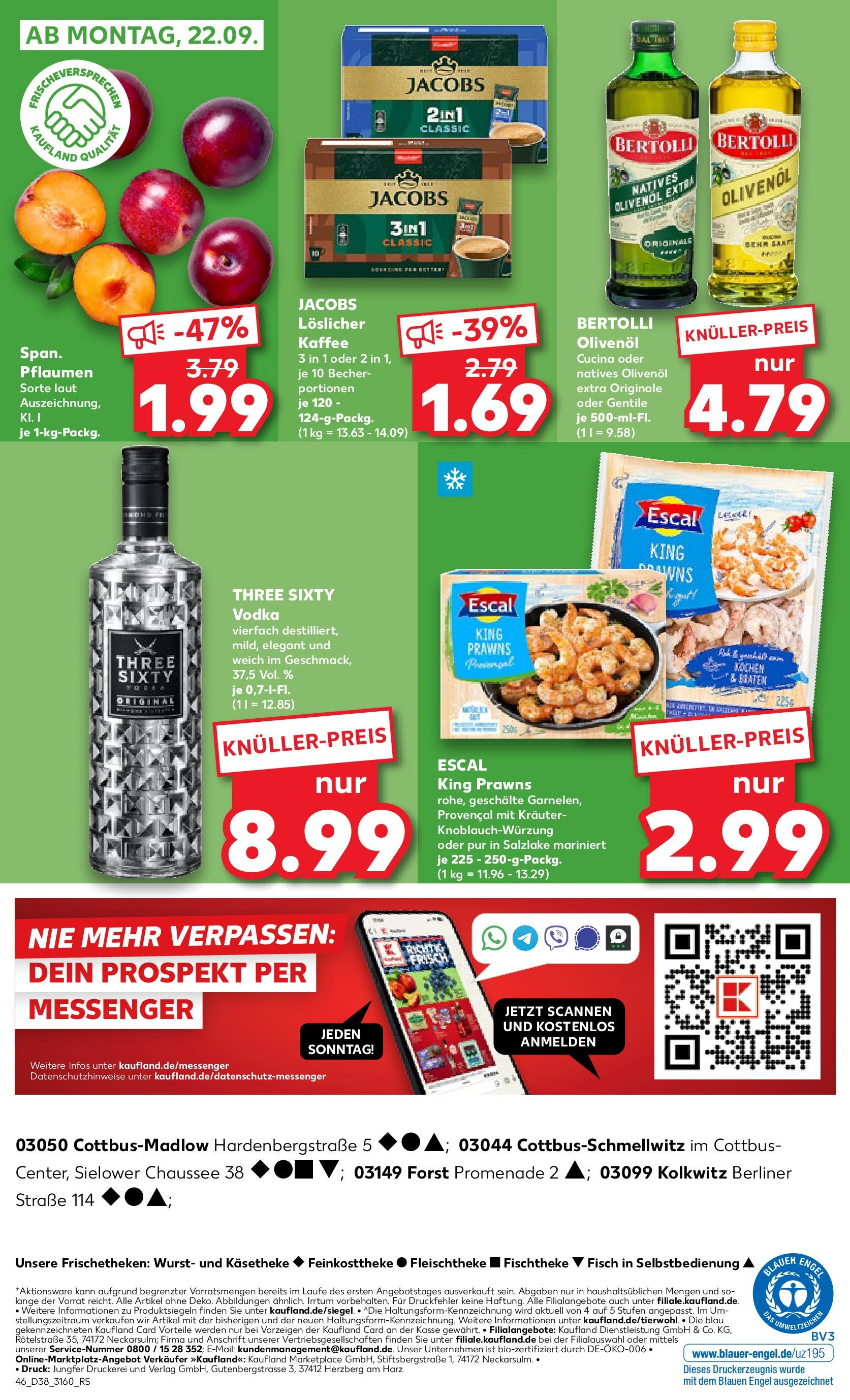 Prospekt Kaufland ab 18.09.2025 » Angebote Online zum Blättern | Seite: 46 | Produkte: Berliner, Olivenol, Wurst, Vodka