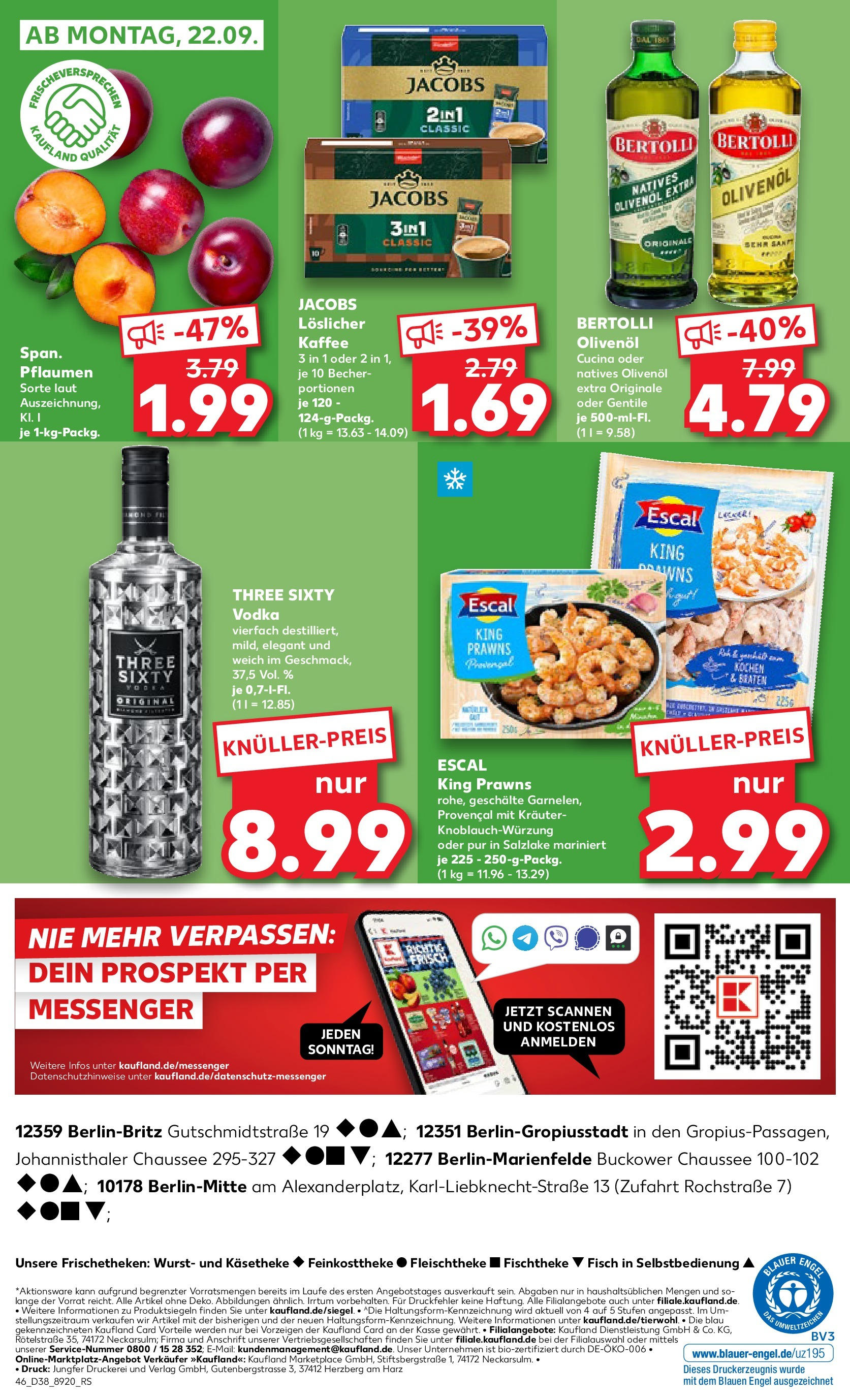 Prospekt Kaufland ab 18.09.2025 » Angebote Online zum Blättern | Seite: 46 | Produkte: Pflaumen, Olivenol, Fisch, Wurst