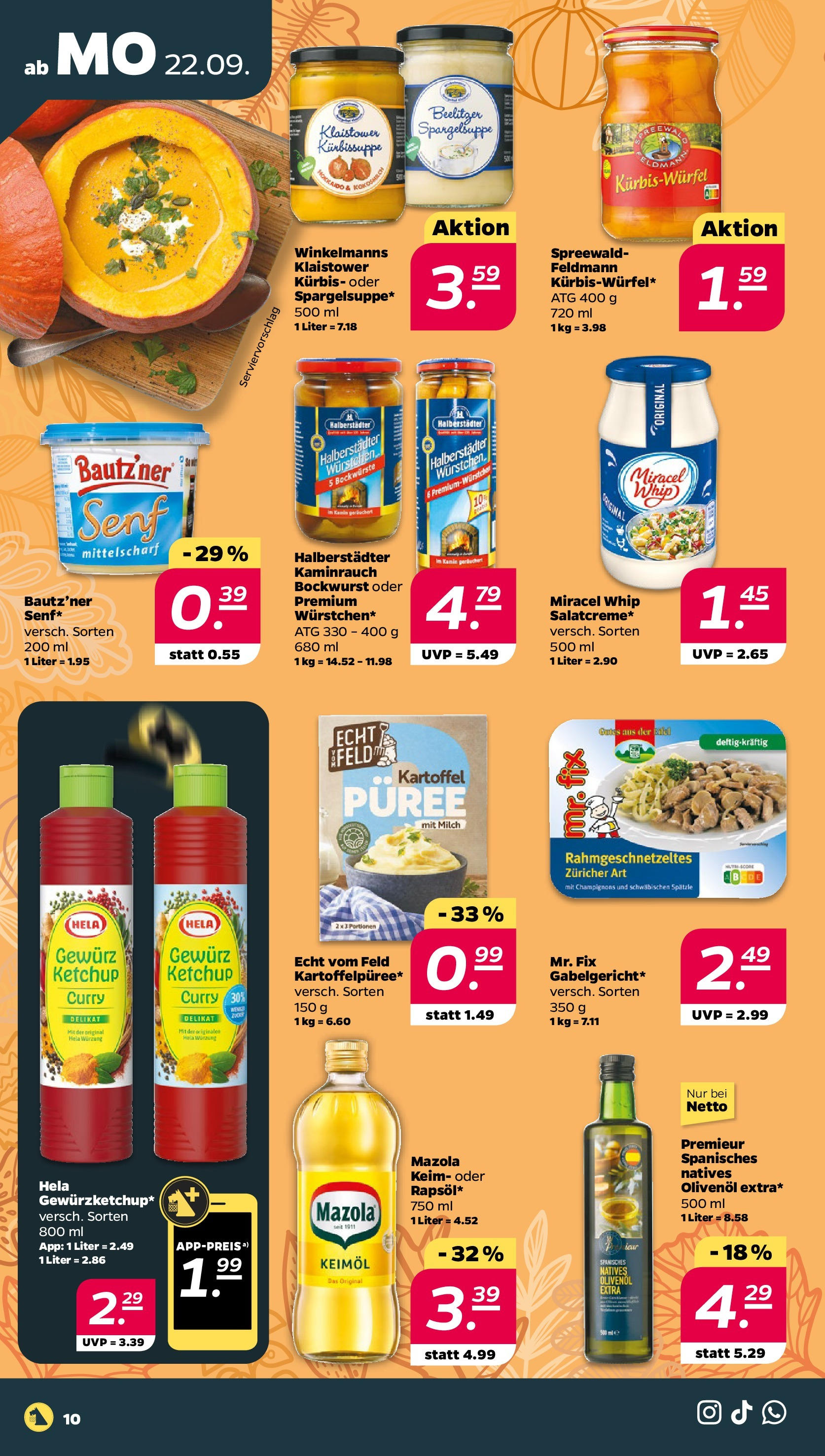 Netto - Netto APS : Wochenangebote ab 21.09.2025 → Angebote nächste Woche | Seite: 10 | Produkte: Kamin, Milch, Olivenol, Kürbis