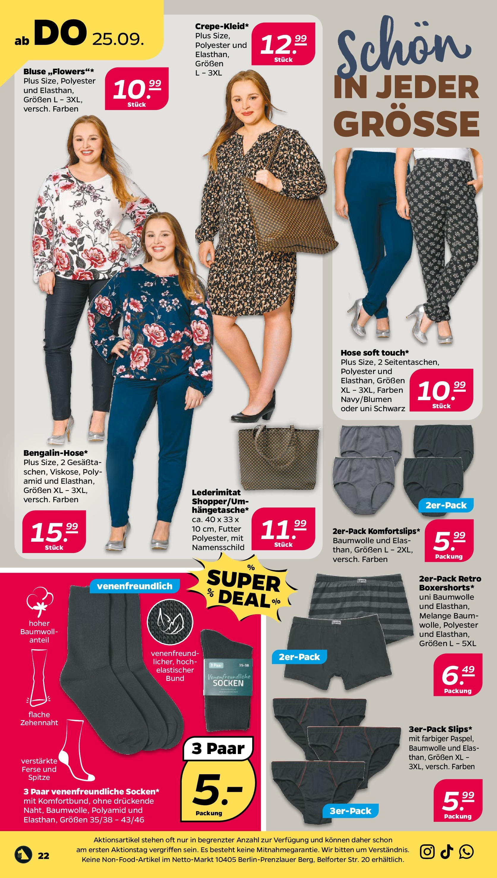 Netto - Netto APS : Wochenangebote ab 21.09.2025 → Angebote nächste Woche | Seite: 22 | Produkte: Bluse, Hose, Socken