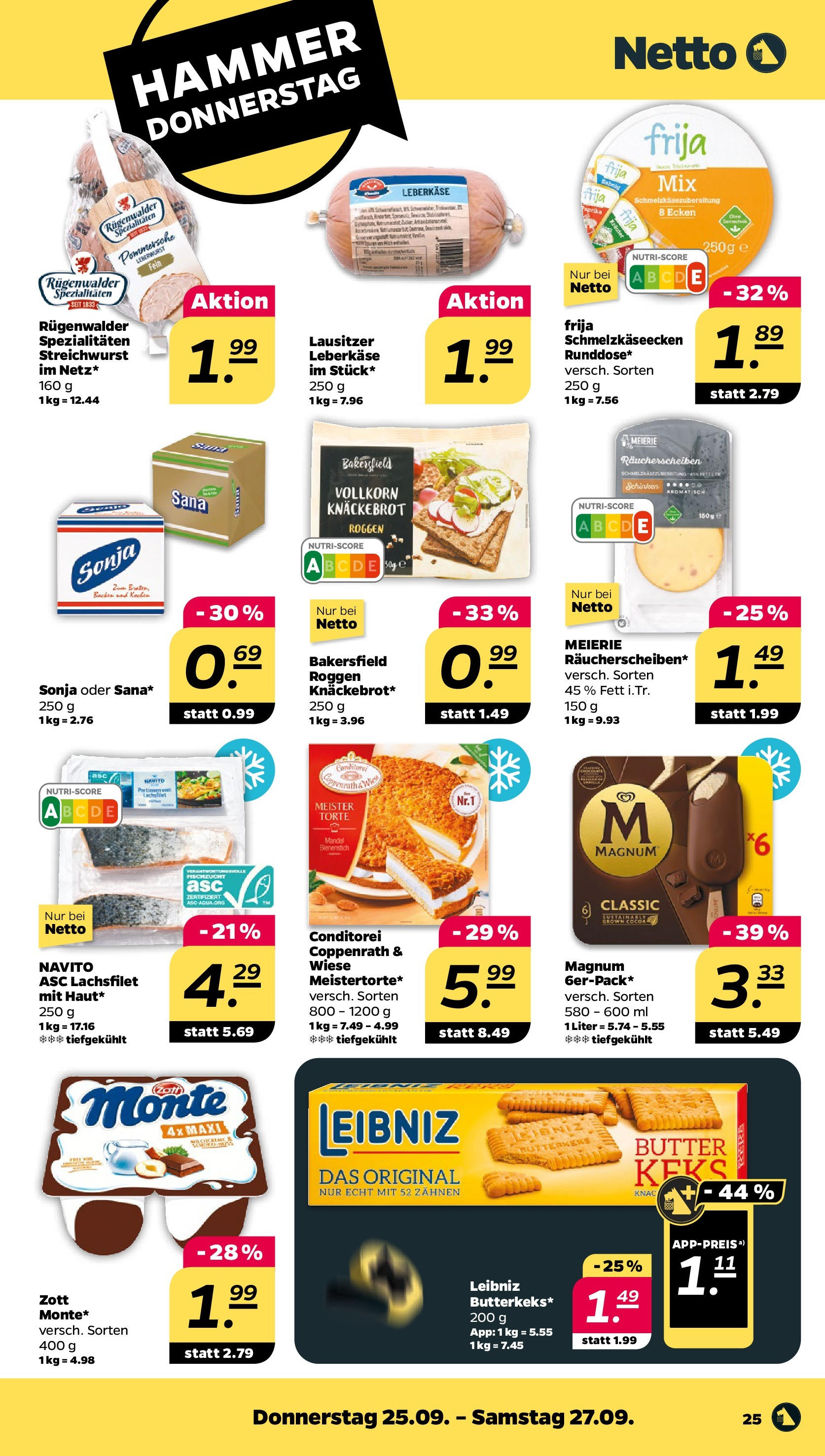 Netto - Netto APS : Wochenangebote ab 21.09.2025 → Angebote nächste Woche | Seite: 25 | Produkte: Butter, Schinken, Leberkase