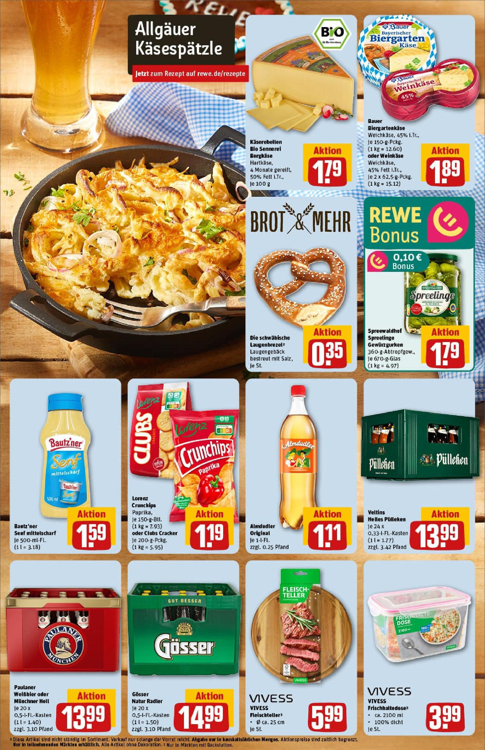REWE Prospekt ab 14.09.2025 zum Blättern » Angebote | Seite: 5 | Produkte: Helles pulleken, Käse, Brot, Fleisch