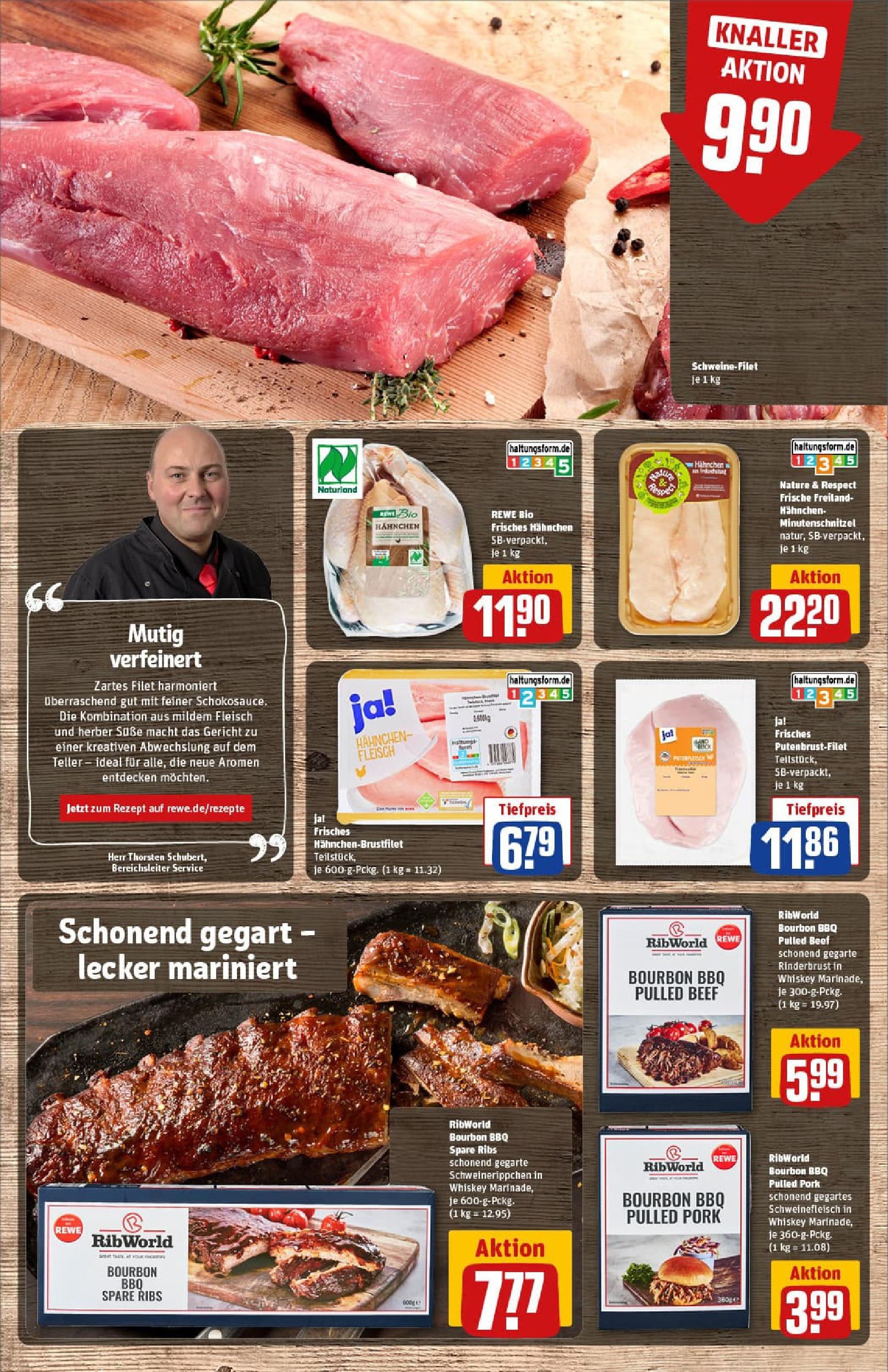 REWE Prospekt ab 14.09.2025 zum Blättern » Angebote | Seite: 8 | Produkte: Spare ribs, Schnitzel, Schweinefleisch, Whiskey