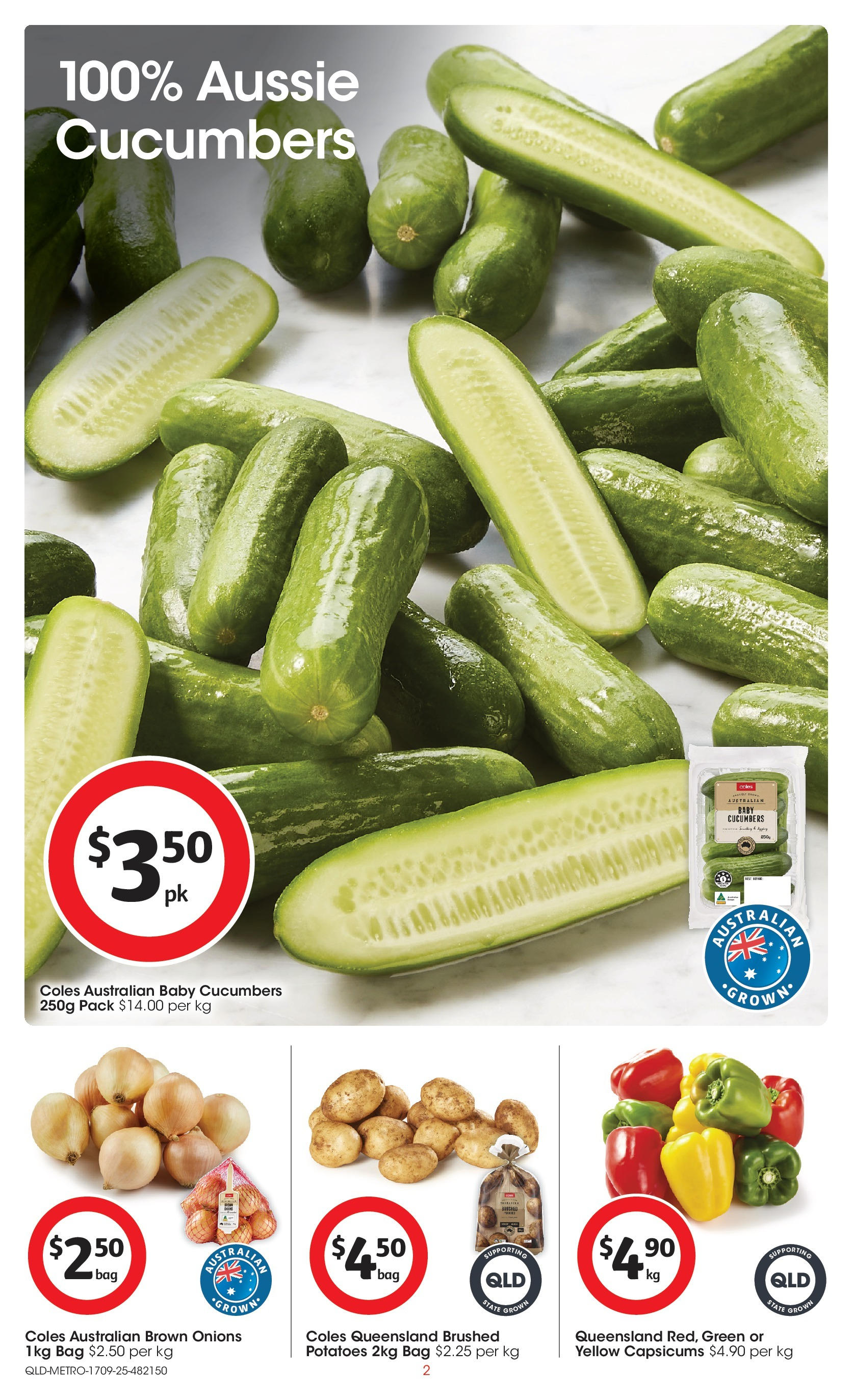 ﻿﻿Coles catalogue valid from 17/09/2025 > Online Australia | Page: 2 | Products: Cucumbers, Potatoes, Onions, Bag