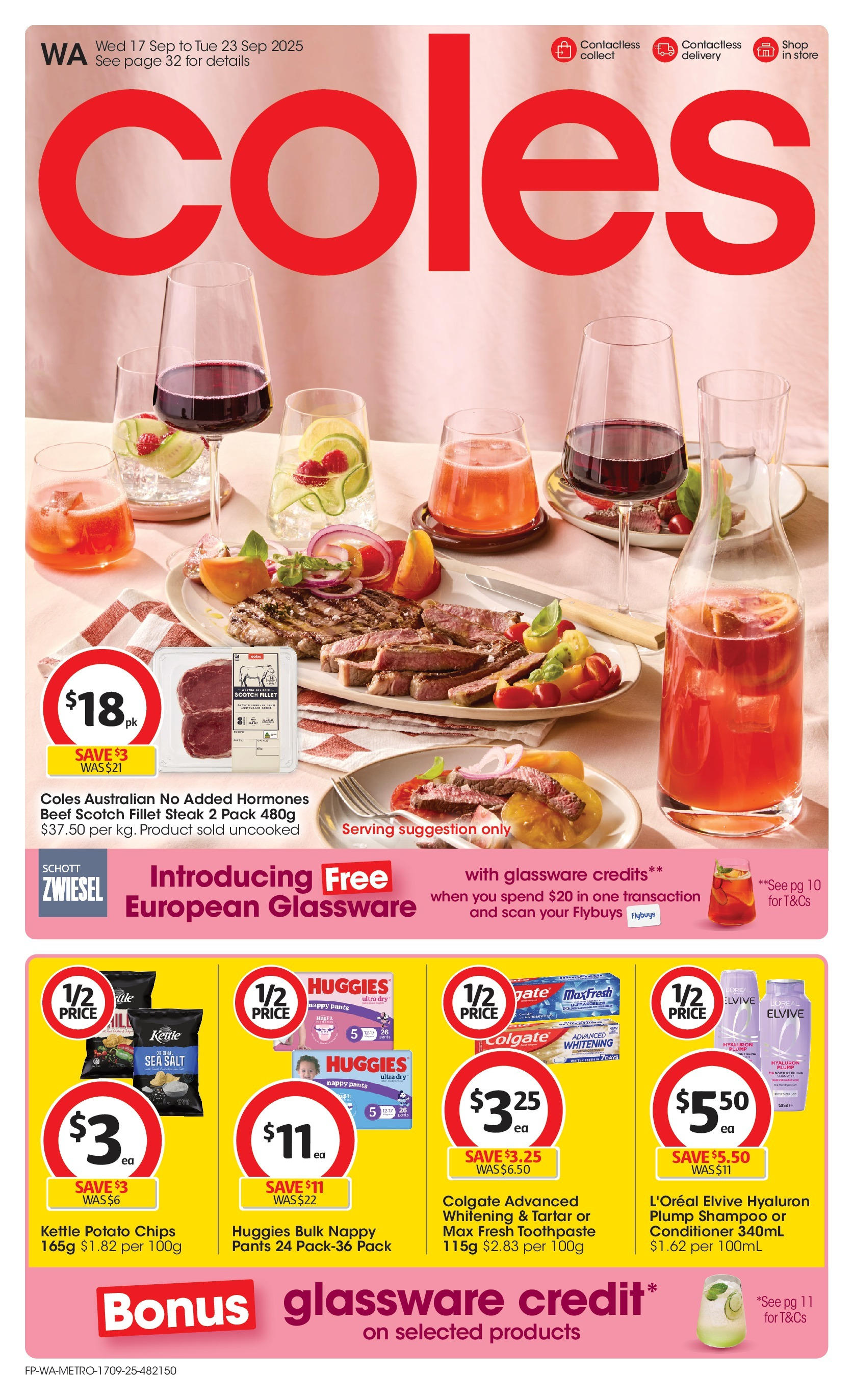 ﻿﻿Coles catalogue valid from 17/09/2025 > Online Australia | Page: 1 | Products: Shampoo, Glassware, Pants, Steak