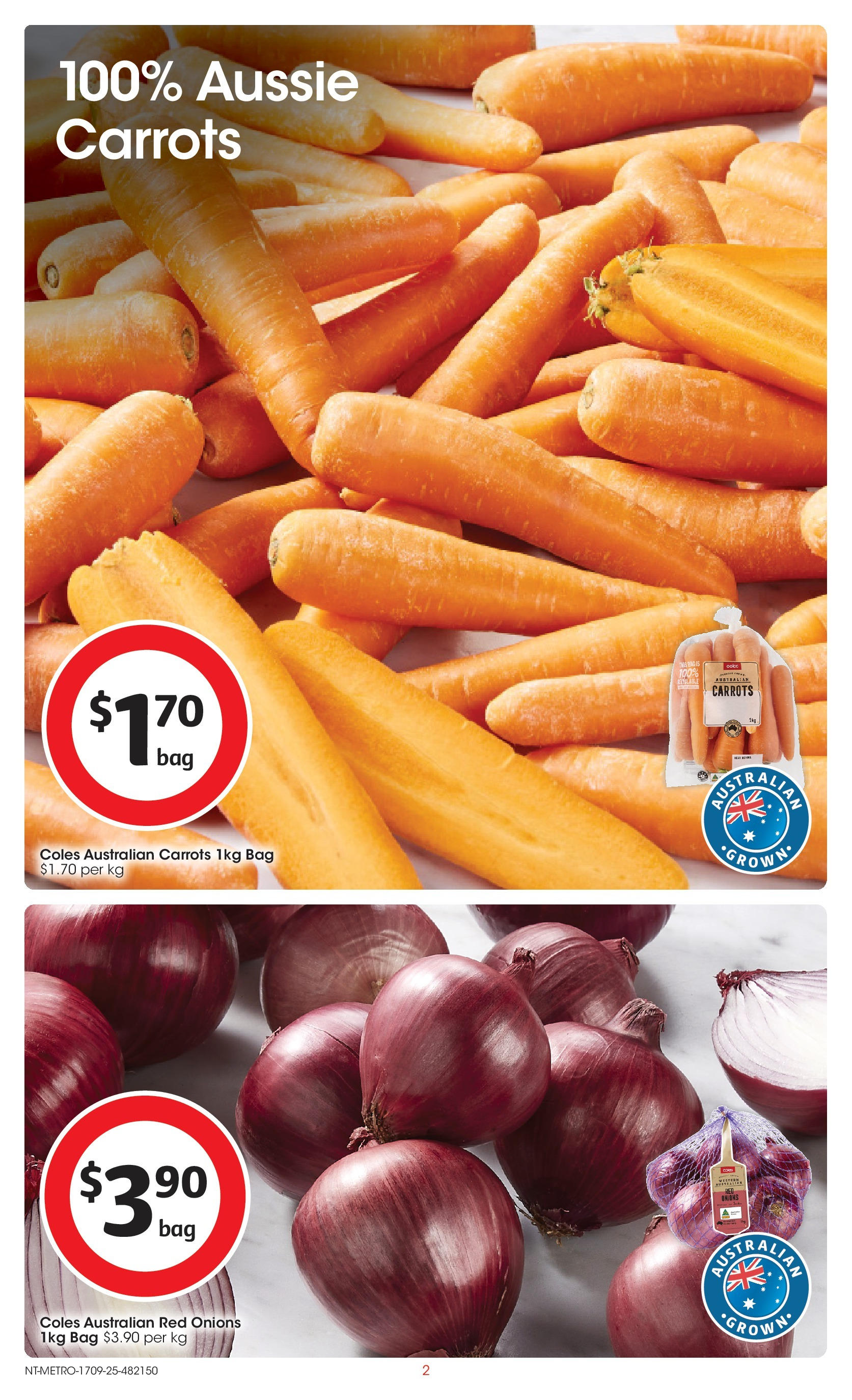 ﻿﻿Coles catalogue valid from 17/09/2025 > Online Australia | Page: 2 | Products: Carrots, Onions, Bag