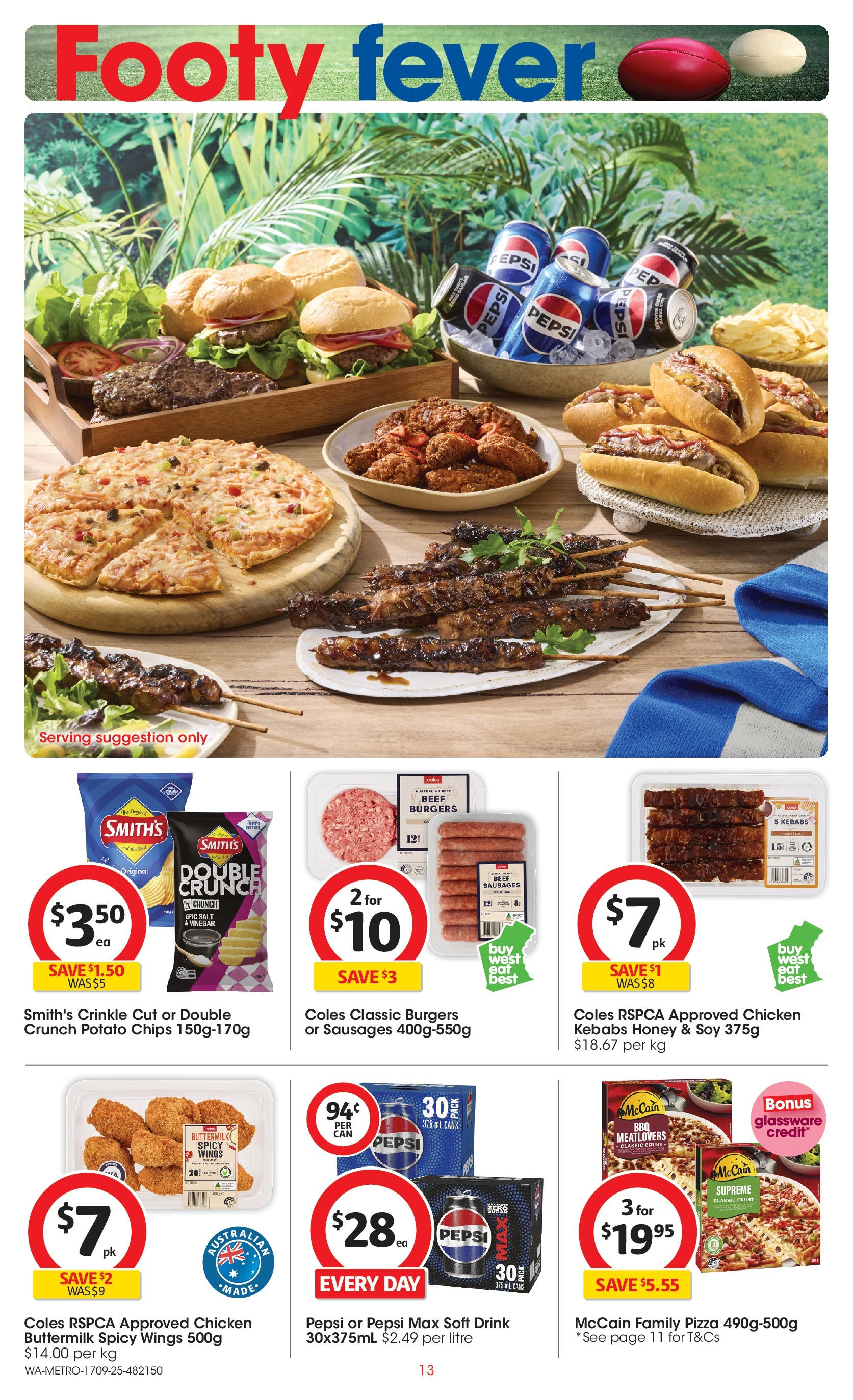 ﻿﻿Coles catalogue valid from 17/09/2025 > Online Australia | Page: 13 | Products: Pizza, Honey, Beef, Chips