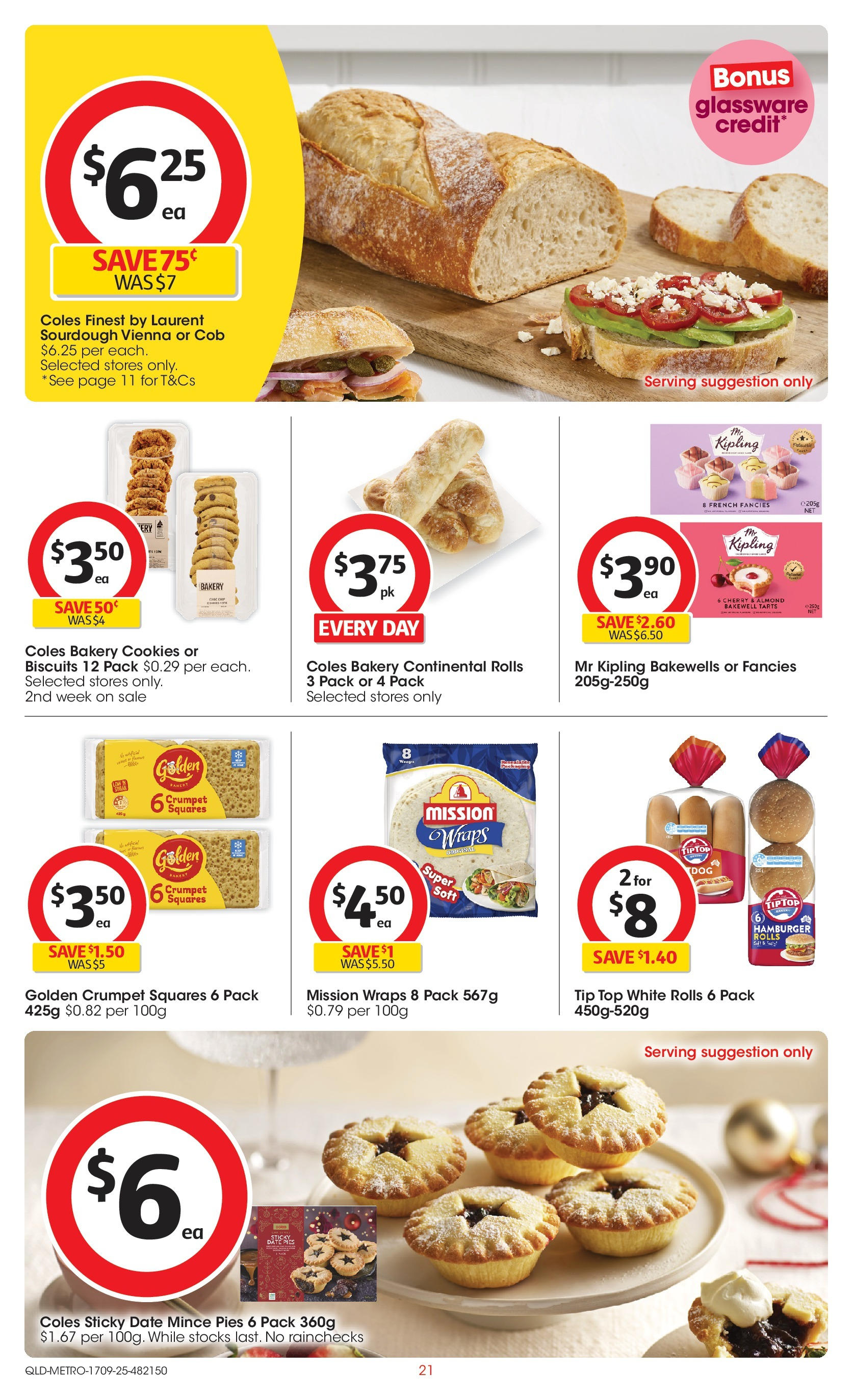 ﻿﻿Coles catalogue valid from 17/09/2025 > Online Australia | Page: 21 | Products: Glassware, Biscuits, Date, Pies