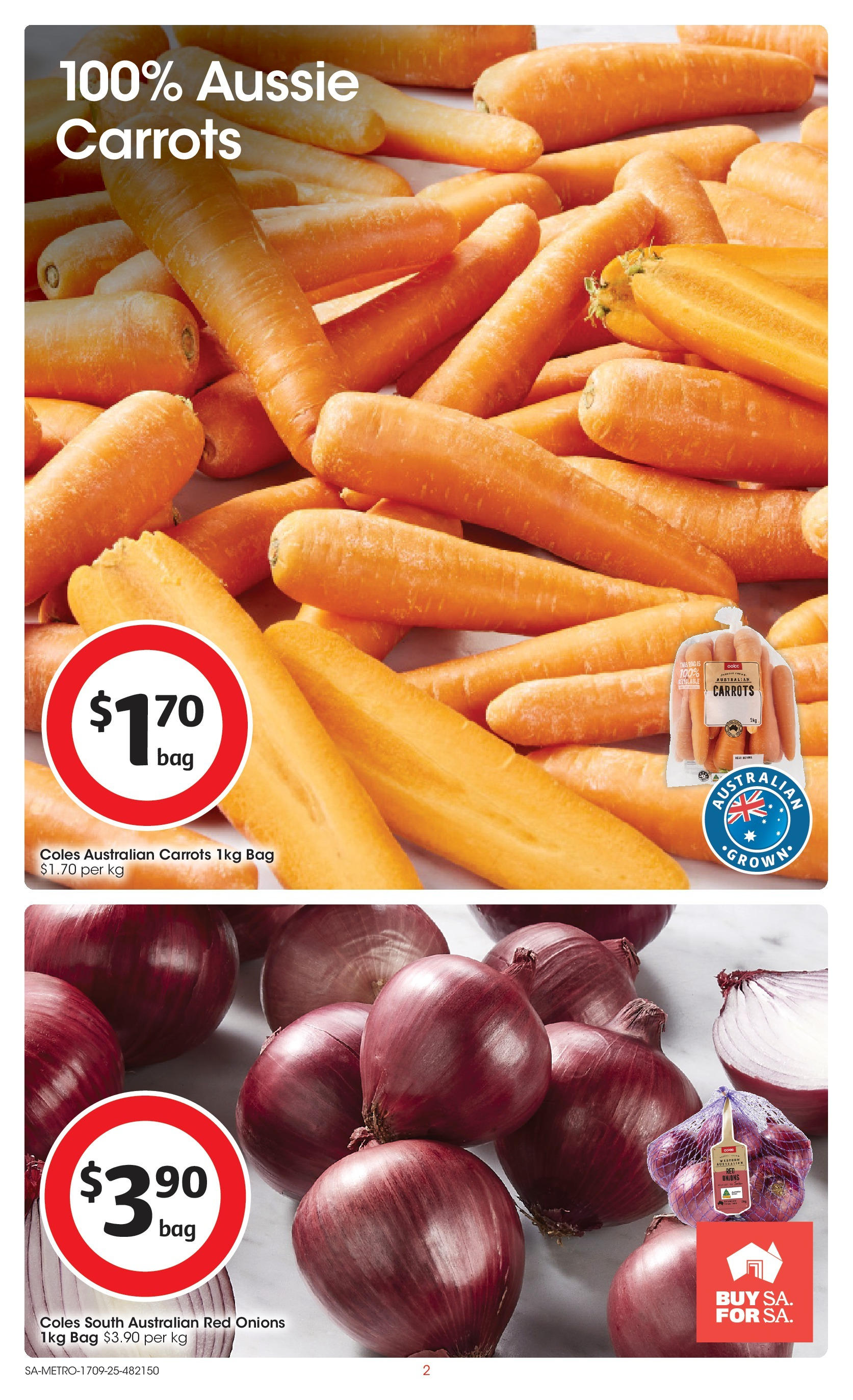 ﻿﻿Coles catalogue valid from 17/09/2025 > Online Australia | Page: 2 | Products: Carrots, Onions, Bag