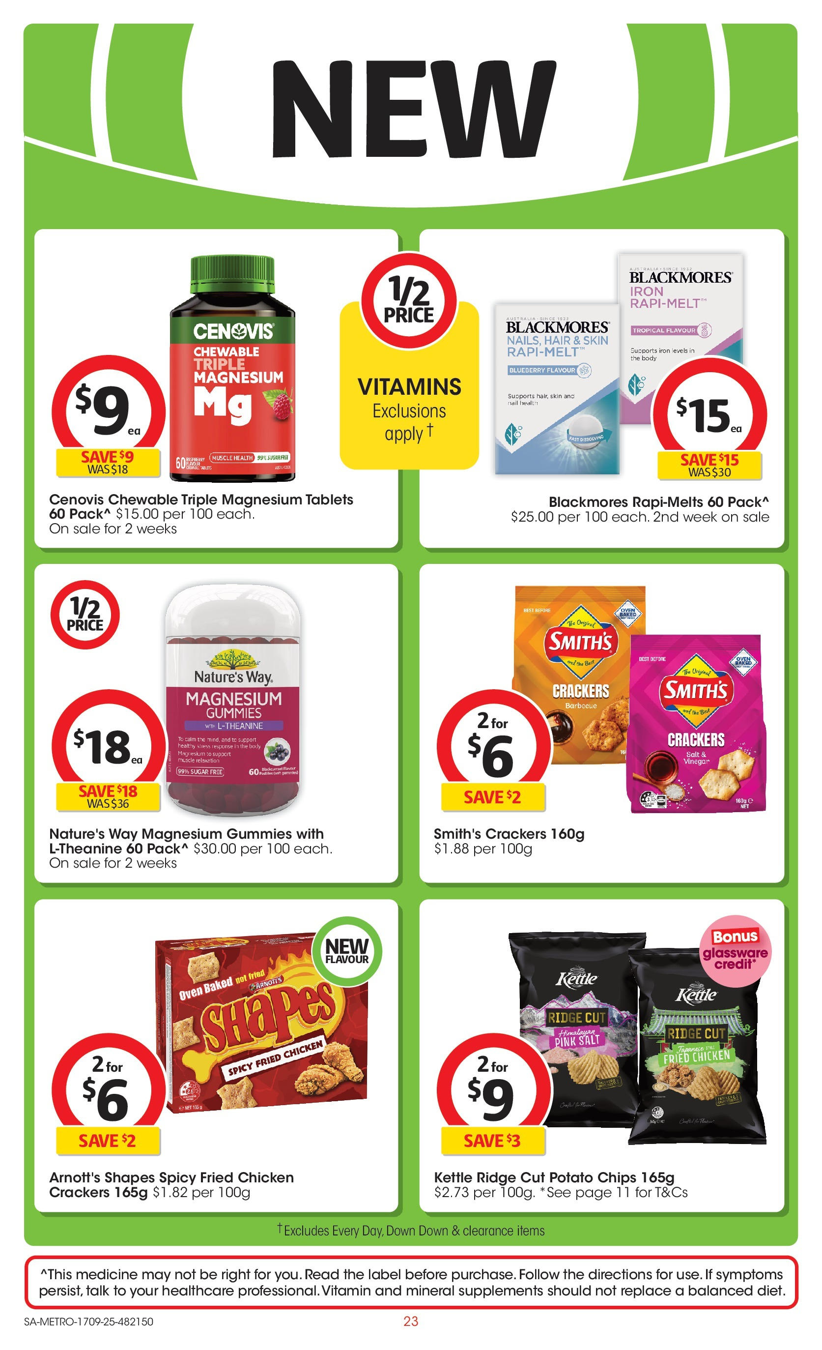﻿﻿Coles catalogue valid from 17/09/2025 > Online Australia | Page: 23 | Products: Chicken, Chips, Iron, Tablets