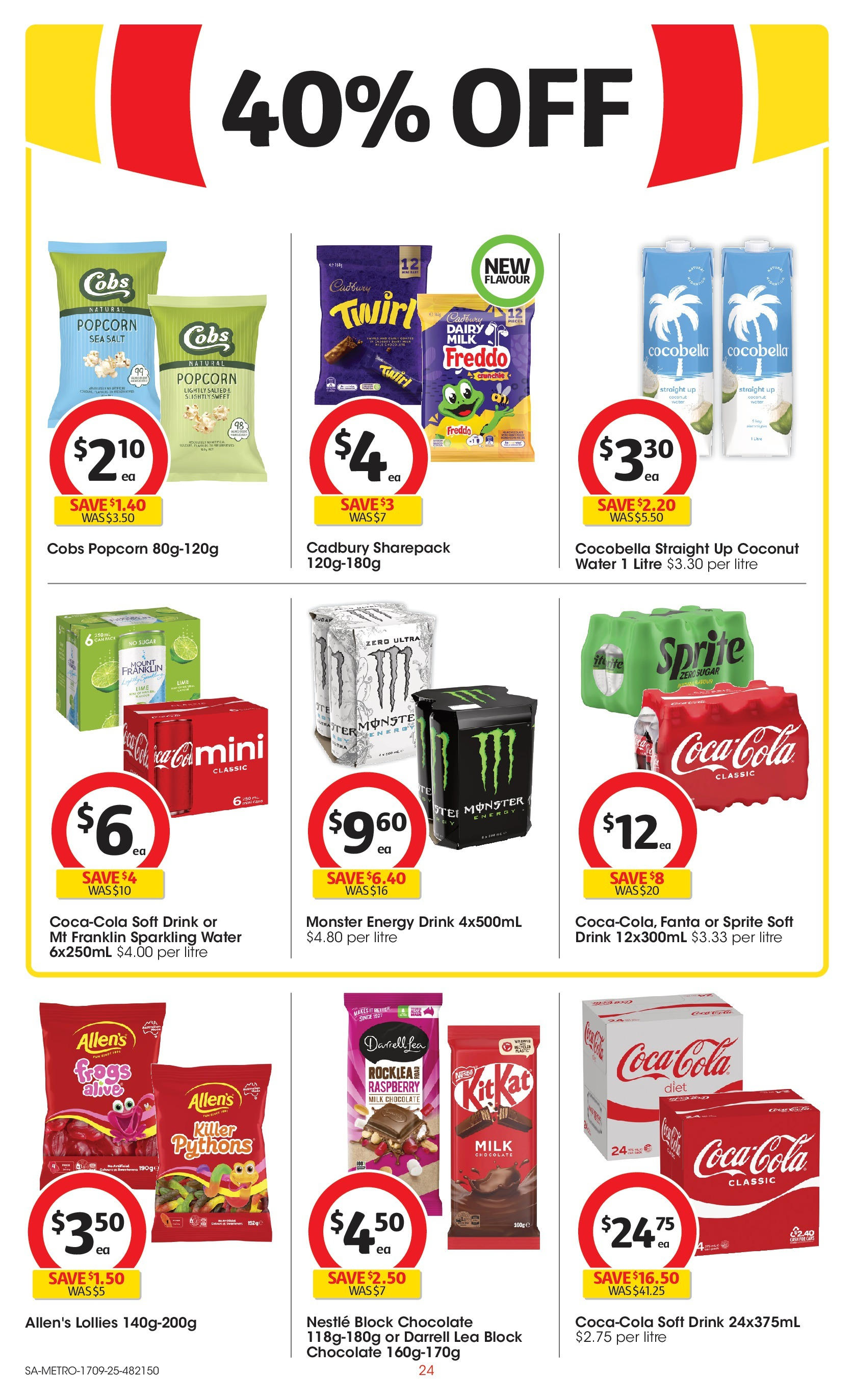 ﻿﻿Coles catalogue valid from 17/09/2025 > Online Australia | Page: 24 | Products: Dairy, Energy drink, Chocolate, Coca Cola