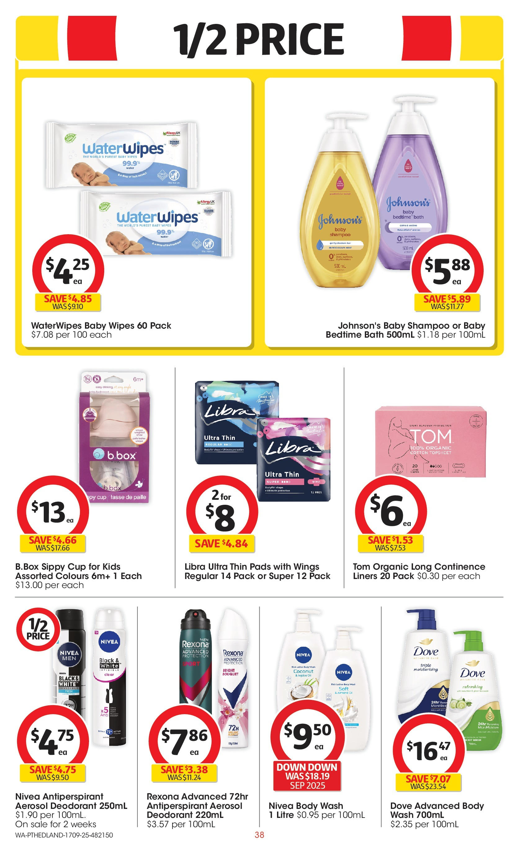 ﻿﻿Coles catalogue valid from 17/09/2025 > Online Australia | Page: 38 | Products: Box, Shampoo, Deodorant, Water