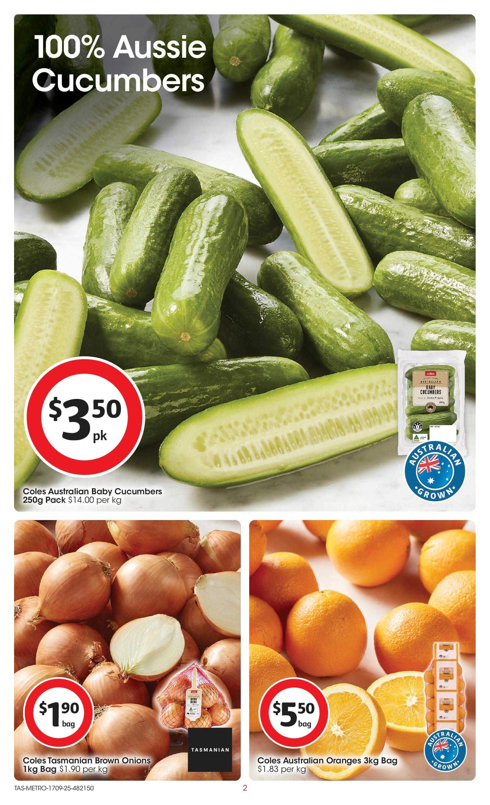 ﻿﻿Coles catalogue valid from 17/09/2025 > Online Australia | Page: 2 | Products: Oranges, Cucumbers, Onions, Bag