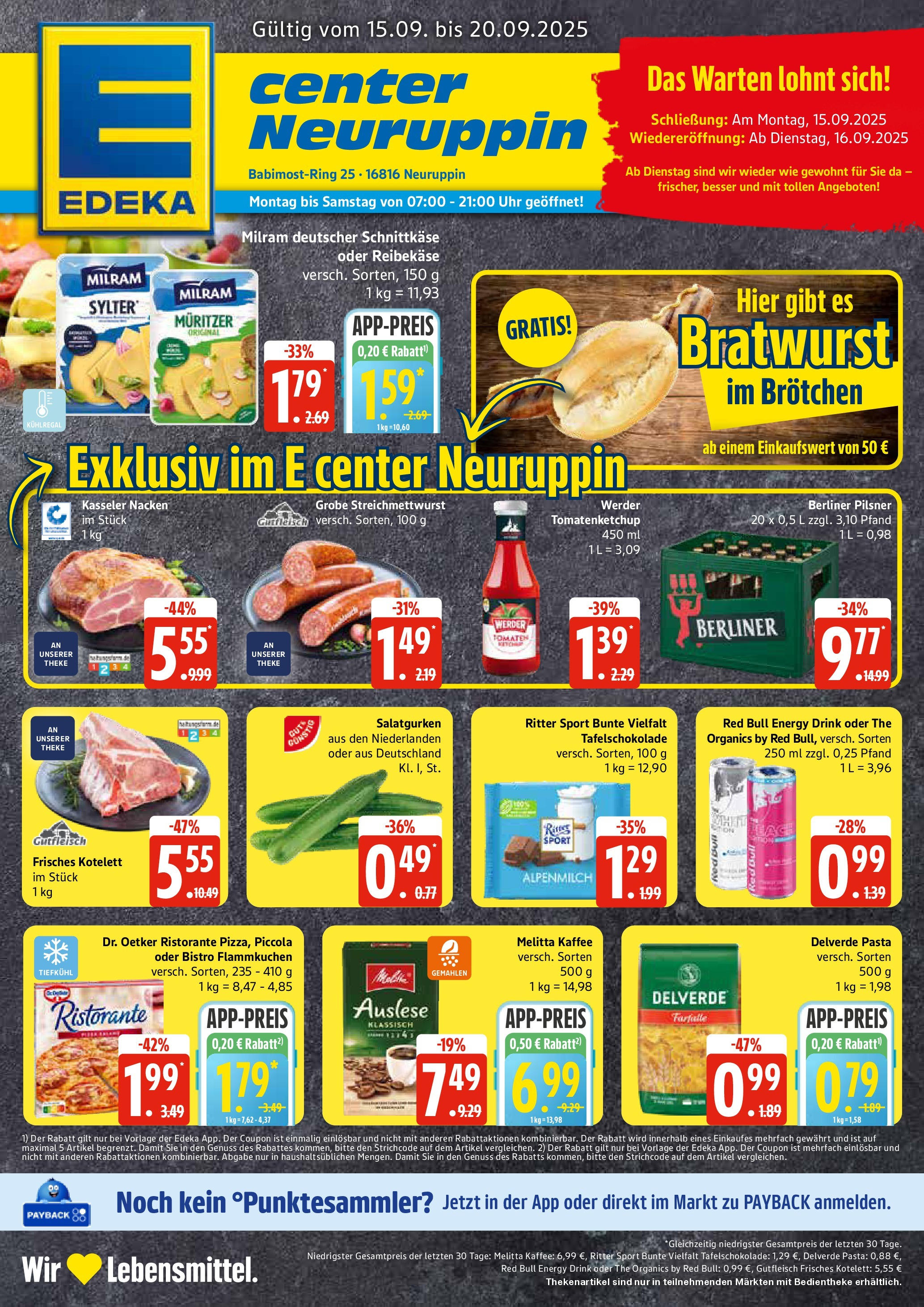 Edeka prospekt Neuruppin	 (ab 15.09.2025) » Angebote Online | Seite: 1 | Produkte: Tomaten, Milram, Pizza, Uhr