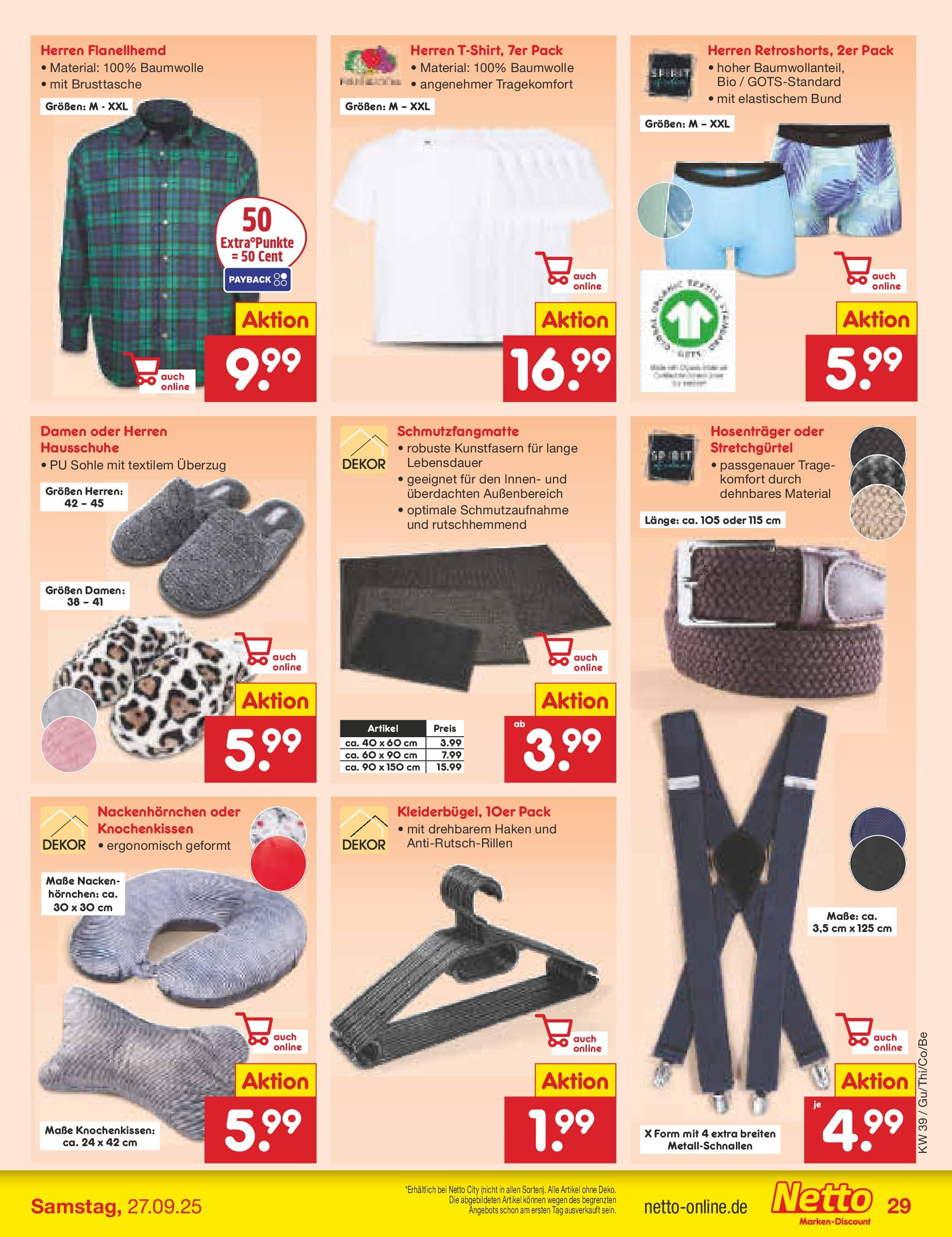 Netto Marken-Discount prospekt Bitterfeld-Wolfen	 (ab 21.09.2025) » Angebote | Seite: 29 | Produkte: Schmutzfangmatte, Hausschuhe