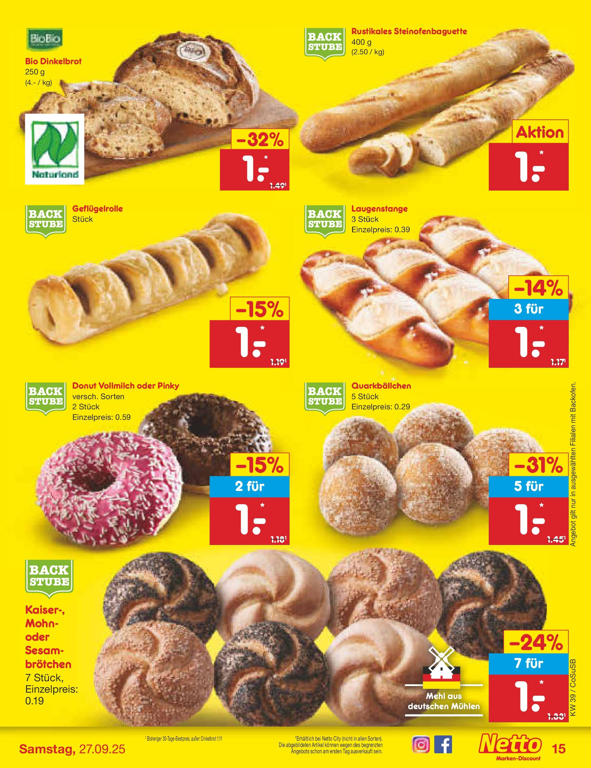 Netto Marken-Discount prospekt Bitterfeld-Wolfen	 (ab 21.09.2025) » Angebote | Seite: 15 | Produkte: Mehl