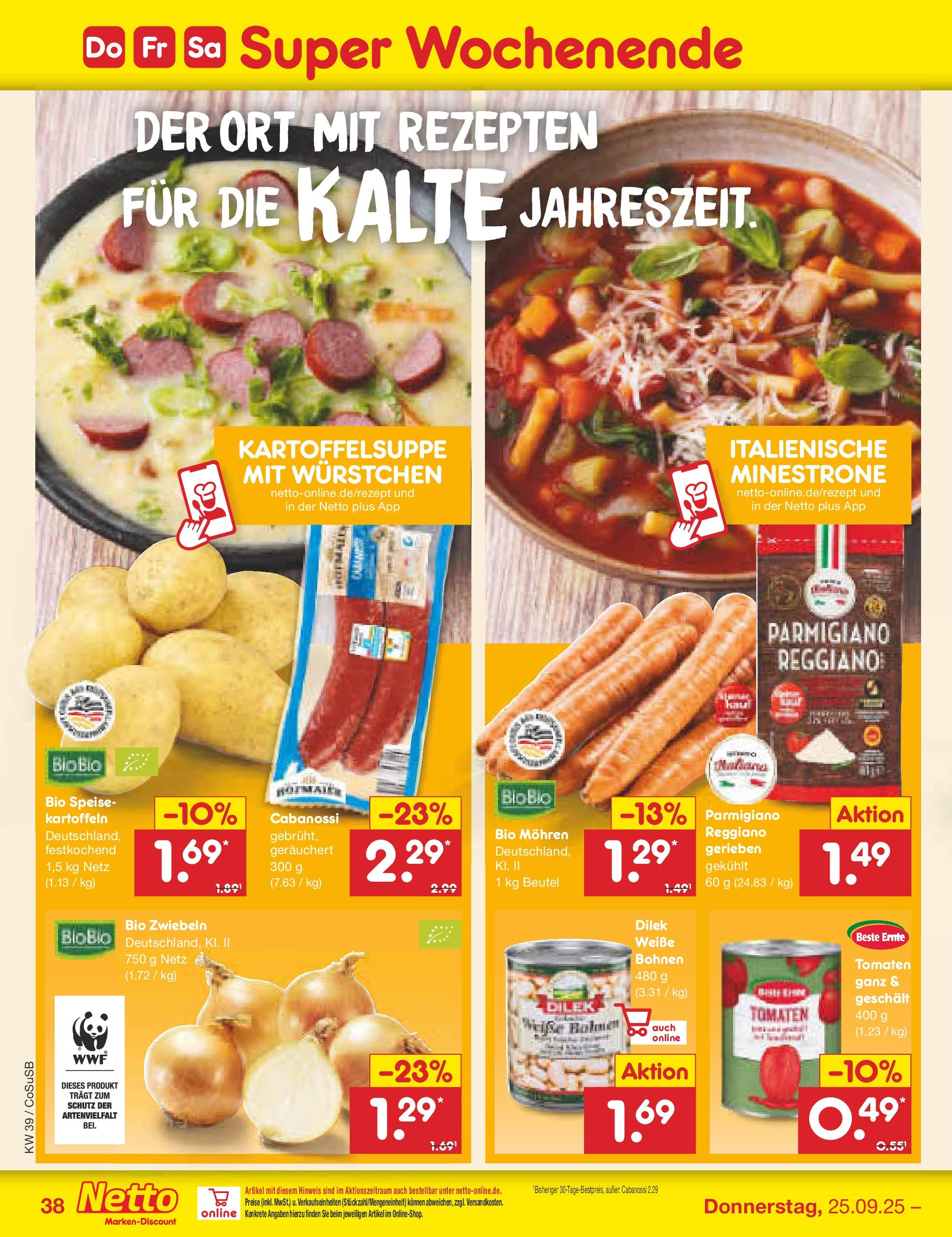 Netto Marken-Discount prospekt Bitterfeld-Wolfen	 (ab 21.09.2025) » Angebote | Seite: 38 | Produkte: Tomaten, Mohren, Kartoffeln, Zwiebeln
