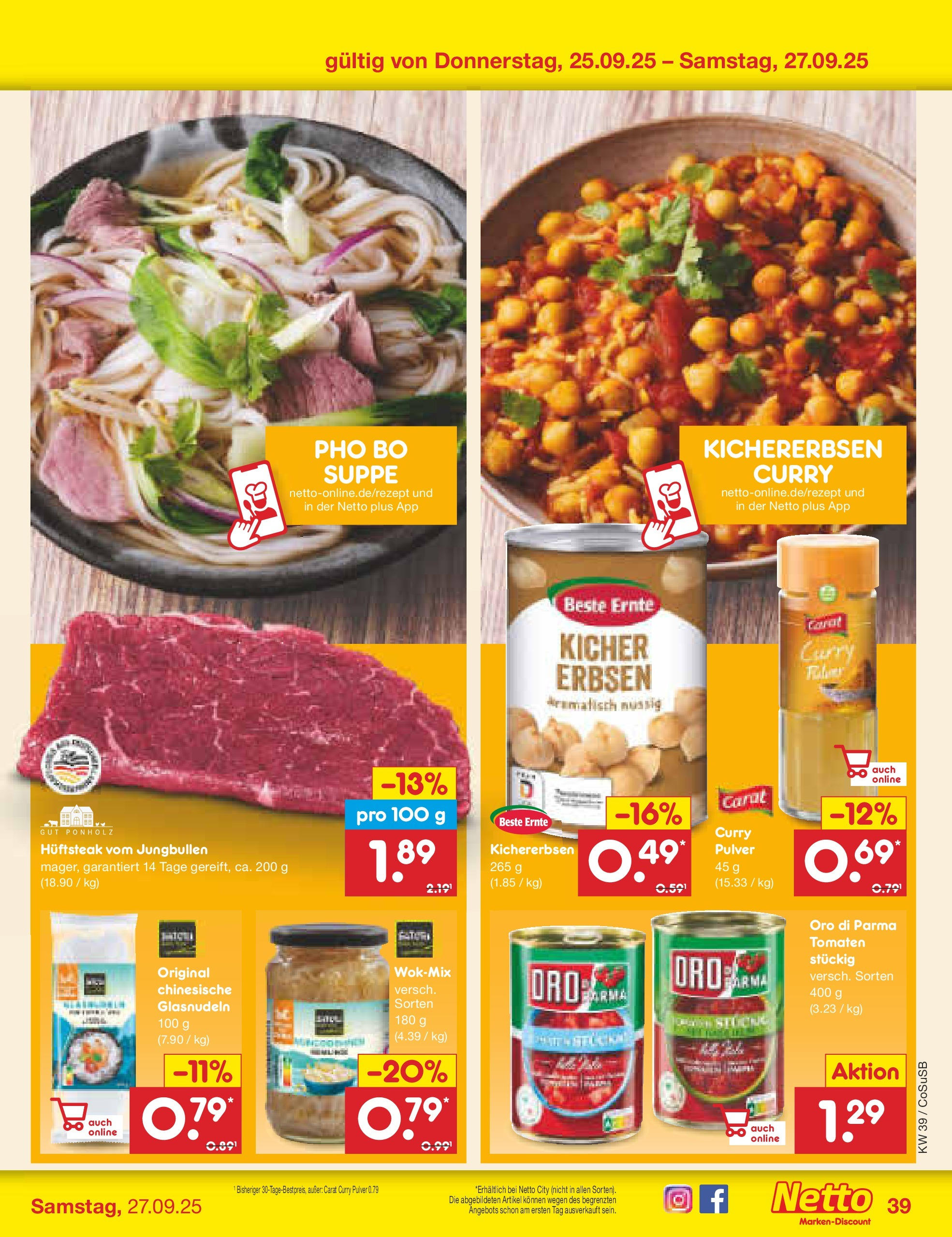 Netto Marken-Discount prospekt Bitterfeld-Wolfen	 (ab 21.09.2025) » Angebote | Seite: 39 | Produkte: Tomaten, Oro di parma, Erbsen