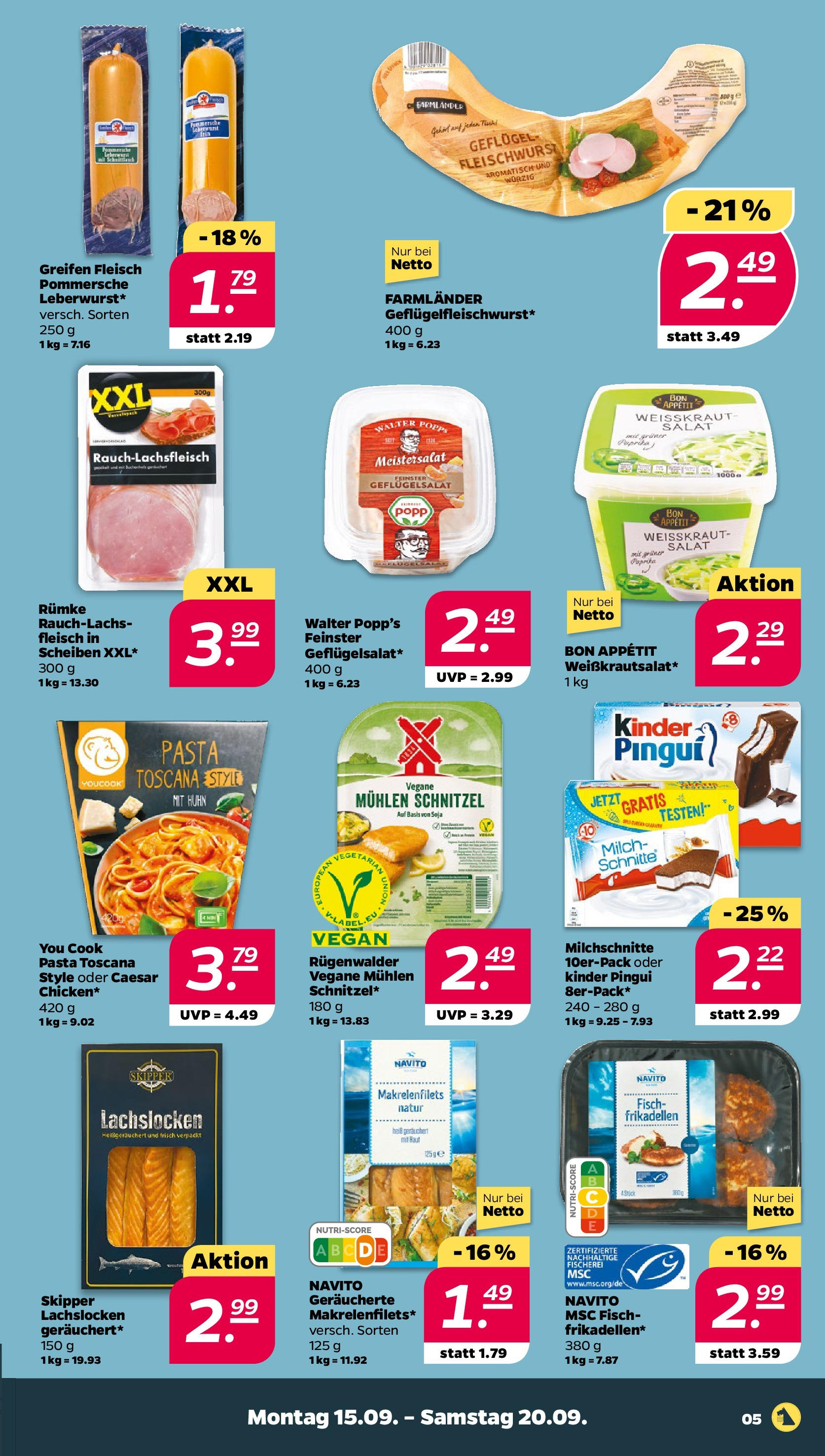 Netto Prospekt 	 ab 15.09.2025 → Angebote nächste Woche | Seite: 5 | Produkte: Youcook, Schnitzel, Paprika, Pasta