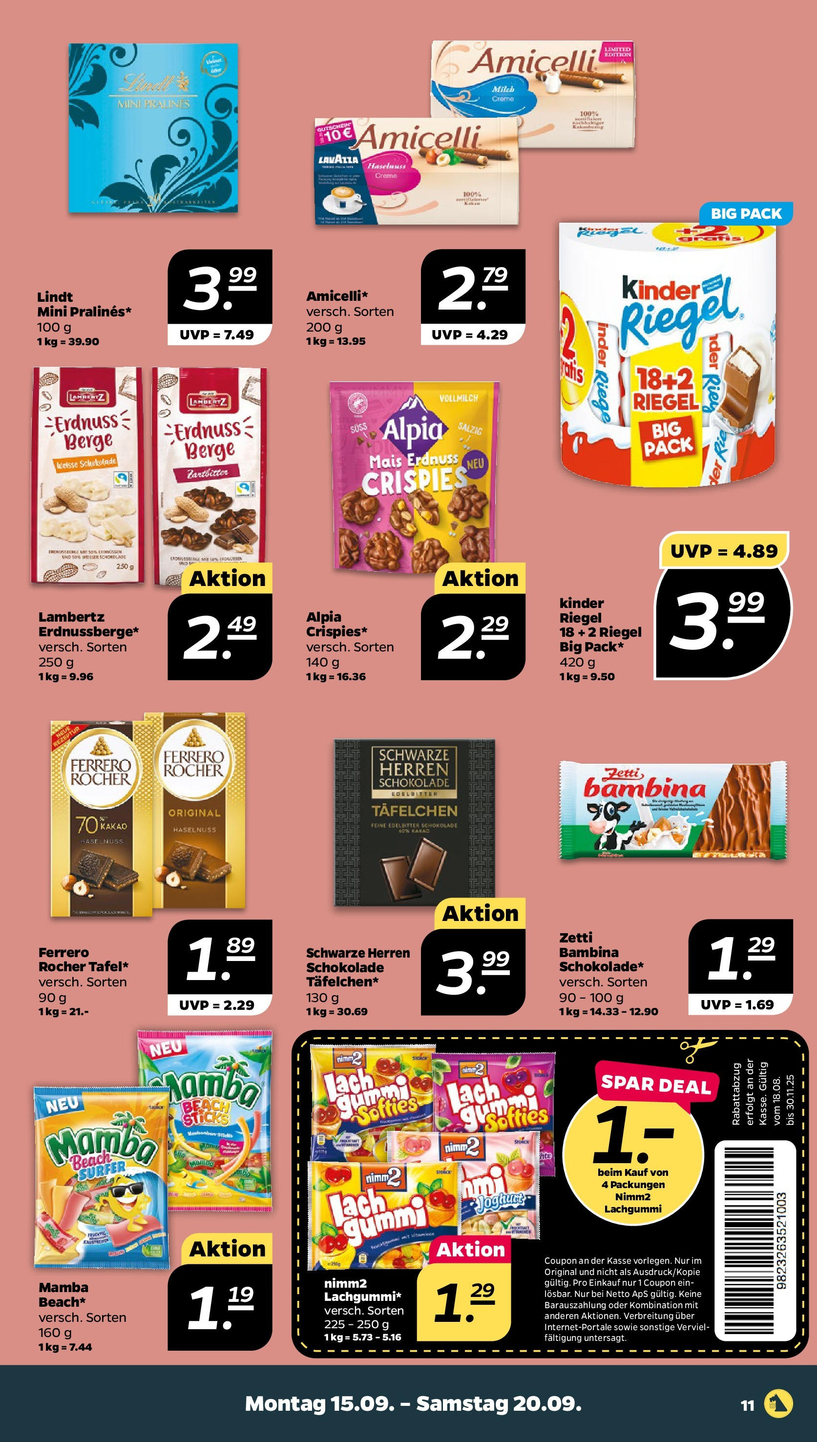 Netto Prospekt 	 ab 15.09.2025 → Angebote nächste Woche | Seite: 11 | Produkte: Lavazza, Milch, Schokolade, Creme