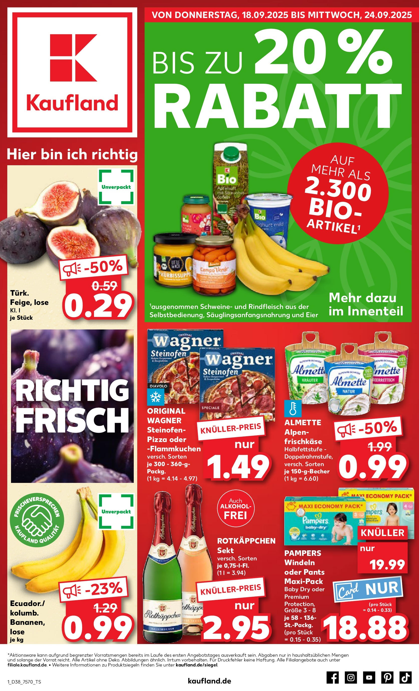 Prospekt Kaufland ab 17.09.2025 » Angebote Online zum Blättern | Seite: 1 | Produkte: Almette, Pampers, Rotkäppchen, Frischkase