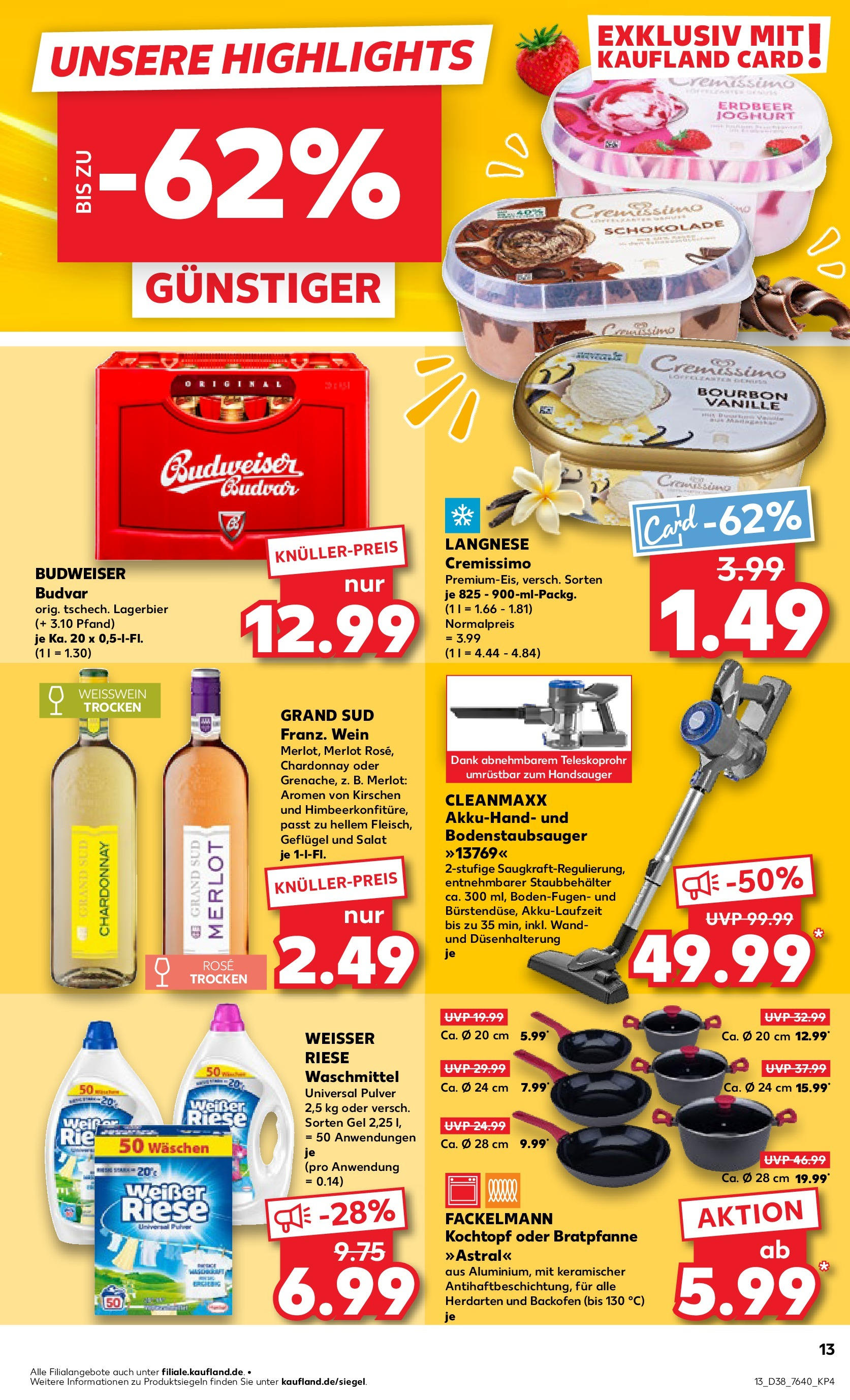 Prospekt Kaufland ab 17.09.2025 » Angebote Online zum Blättern | Seite: 13 | Produkte: Langnese, Joghurt, Schokolade, Waschmittel