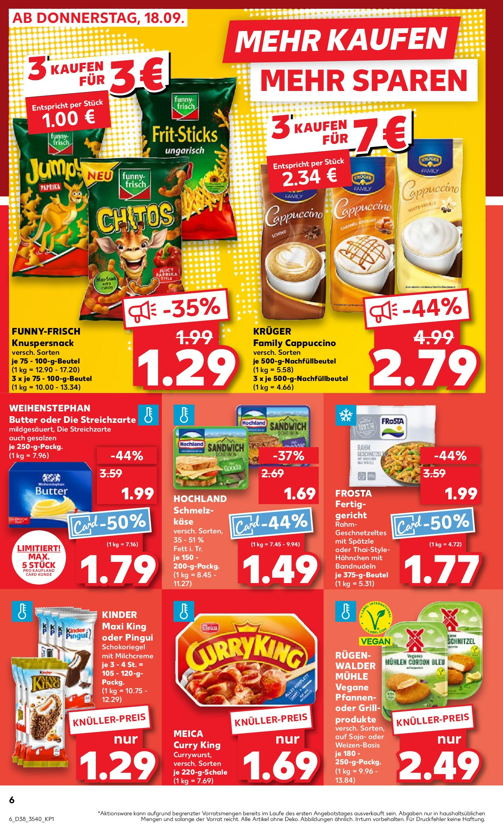 Prospekt Kaufland ab 18.09.2025 » Angebote Online zum Blättern | Seite: 6 | Produkte: Butter, Schnitzel, Frosta, Paprika