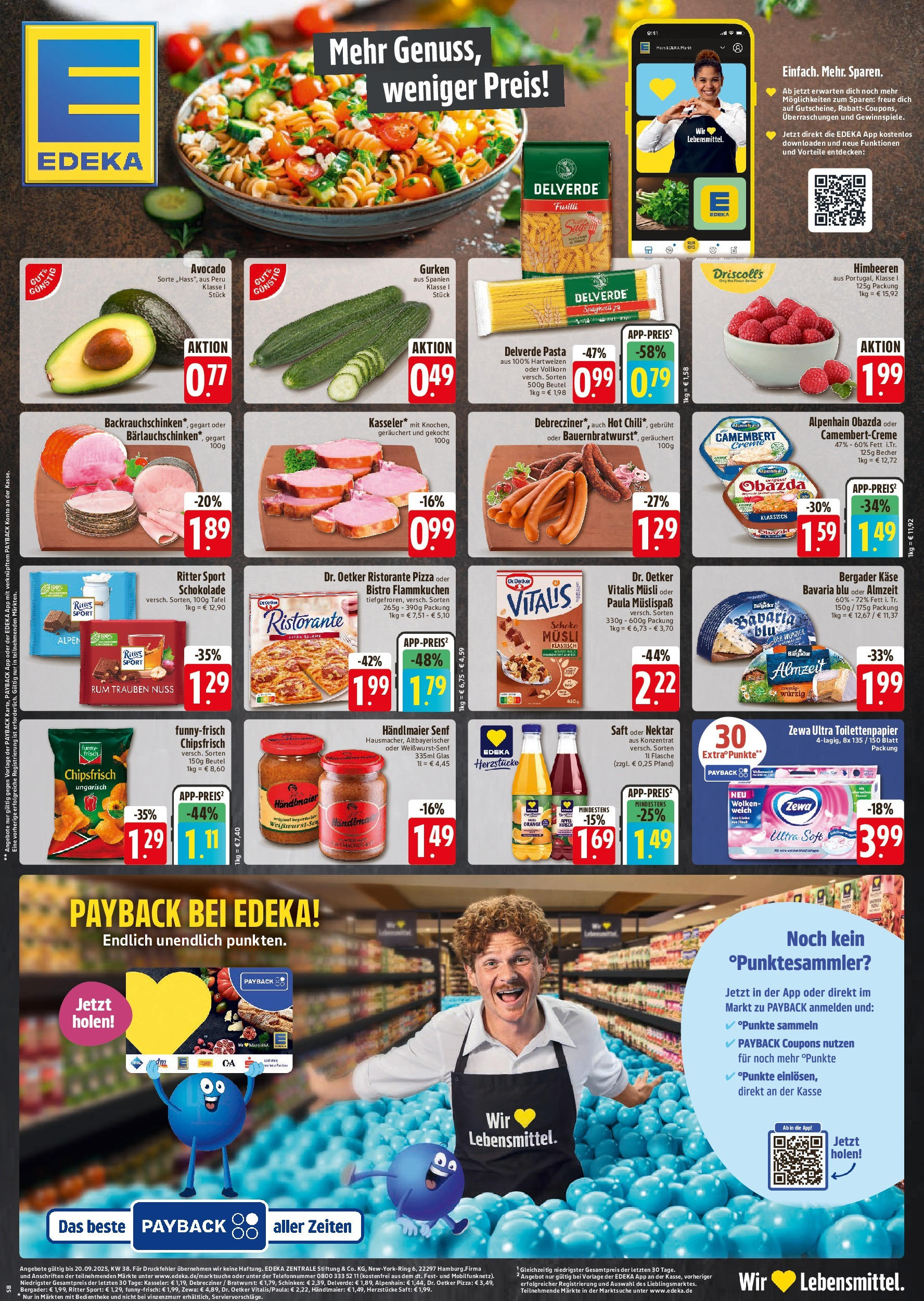 Edeka prospekt Rötz	 (ab 18.09.2025) » Angebote Online | Seite: 1 | Produkte: Ristorante, Trauben, Ritter sport, Zewa