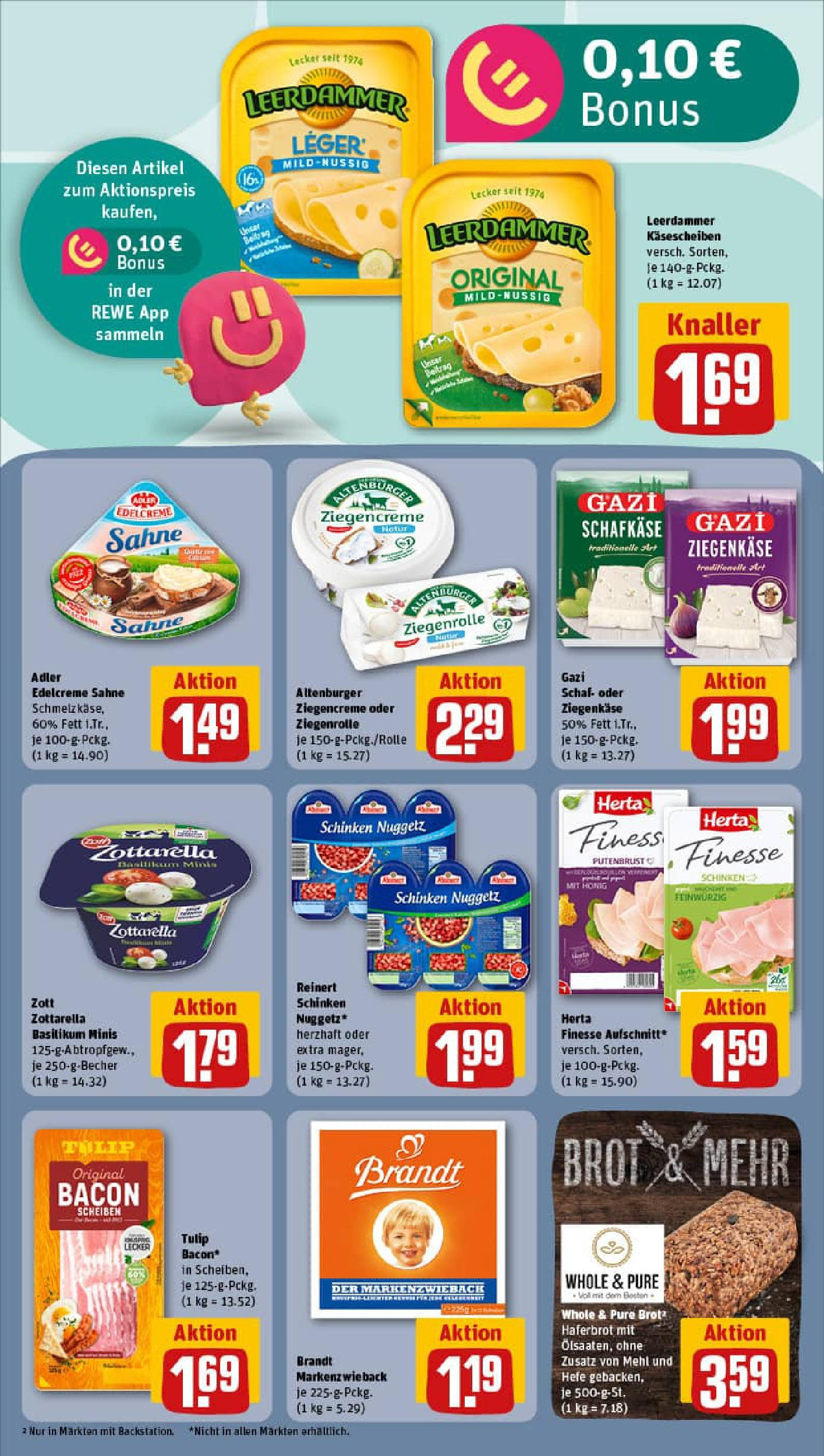 REWE Prospekt ab 21.09.2025 zum Blättern » Angebote | Seite: 14 | Produkte: Ziegenkäse, Leerdammer, Schal, Sahne